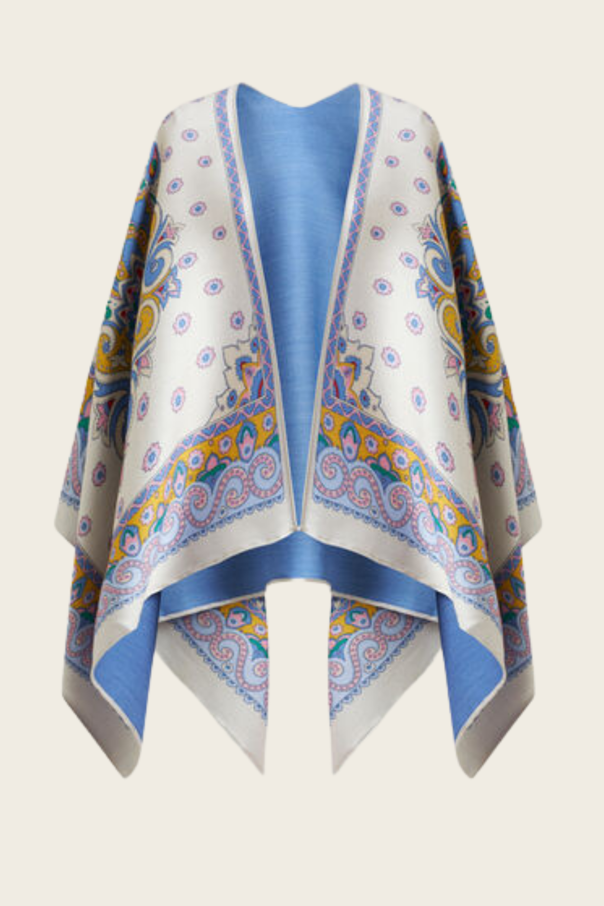 Cape With Daisies, Composition: 85% Wool, 15% Modal, Floral jacquard motif, New Arrivals, SS25, Espace Cannelle