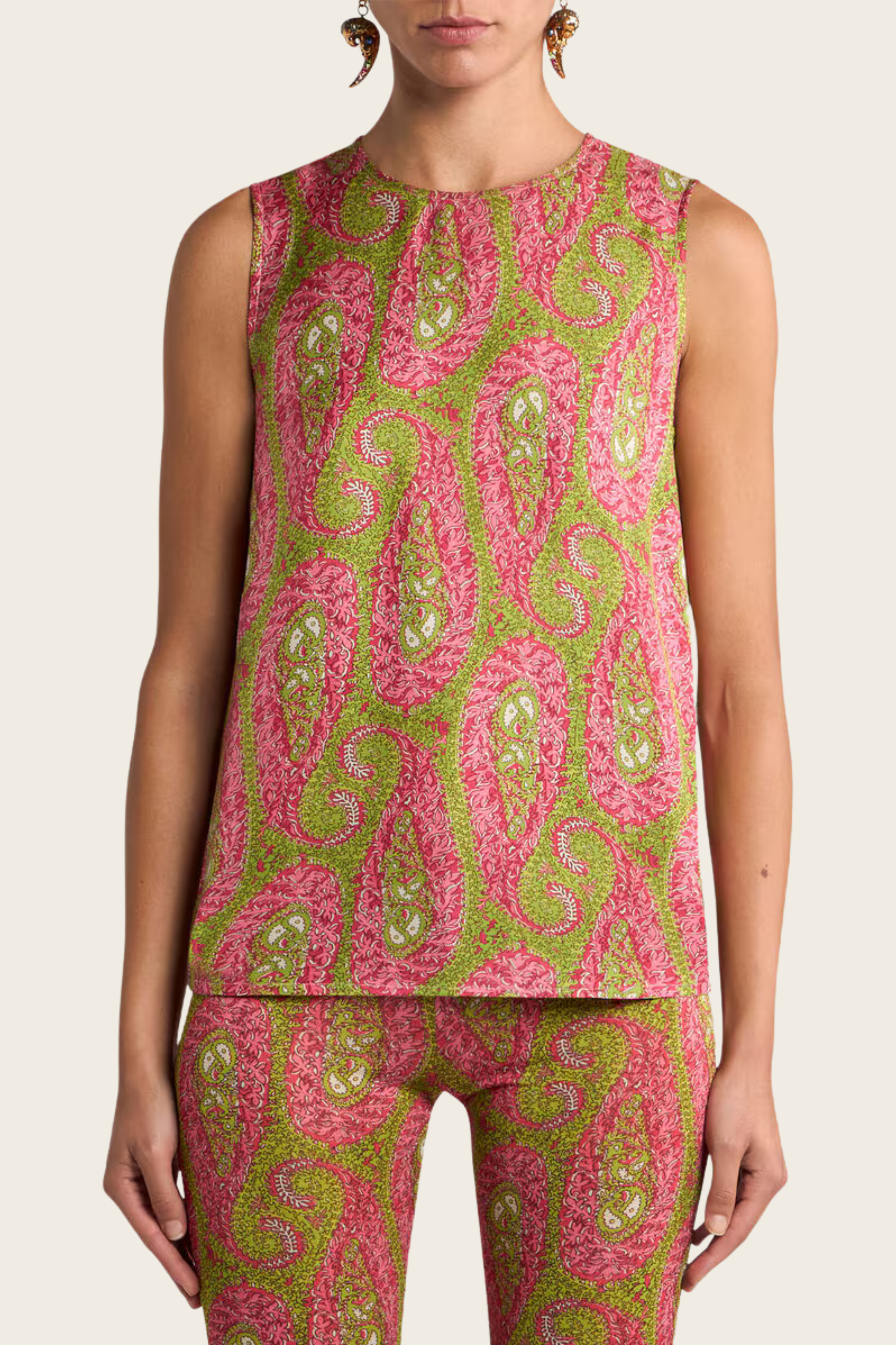 Top em Twill com Motivo Paisley de Folhagem - Etro