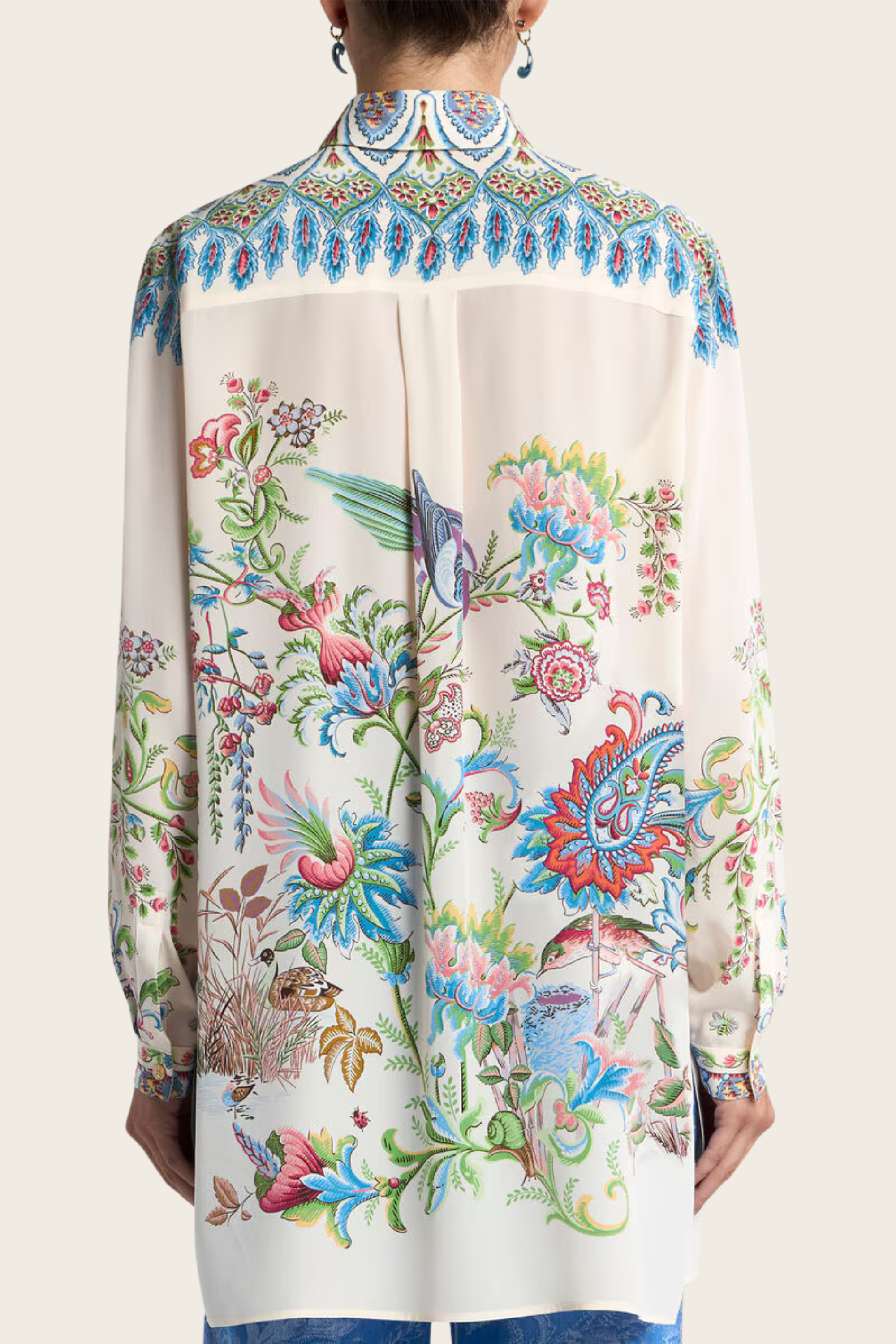 Long Silk Shirt With Placed Floral Print - Etro