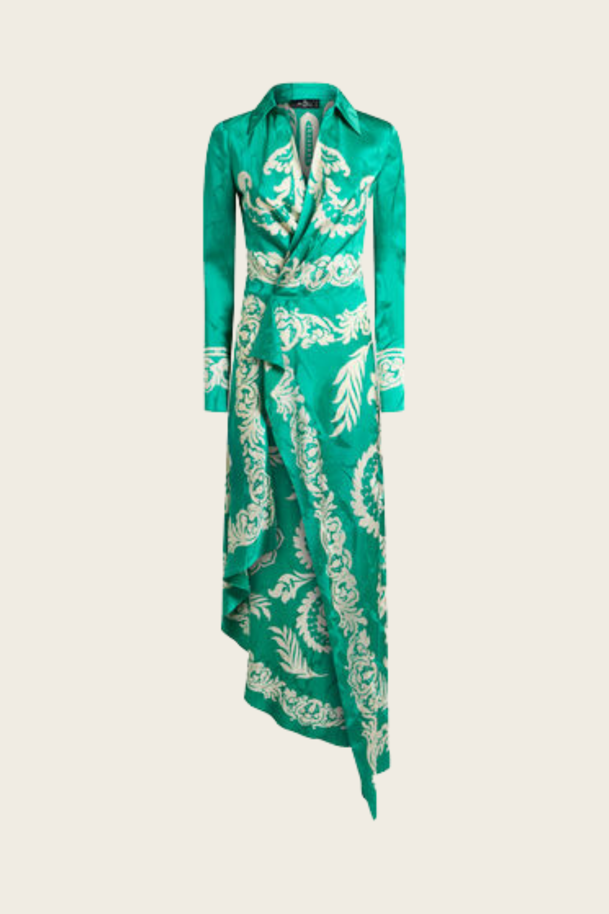 Floral Print Wrap Dress, Composition: 100% Viscose, Colour: Multicolour (marble and floral print), Shirt-style collar, New Arrivals, SS25, Espace Cannelle