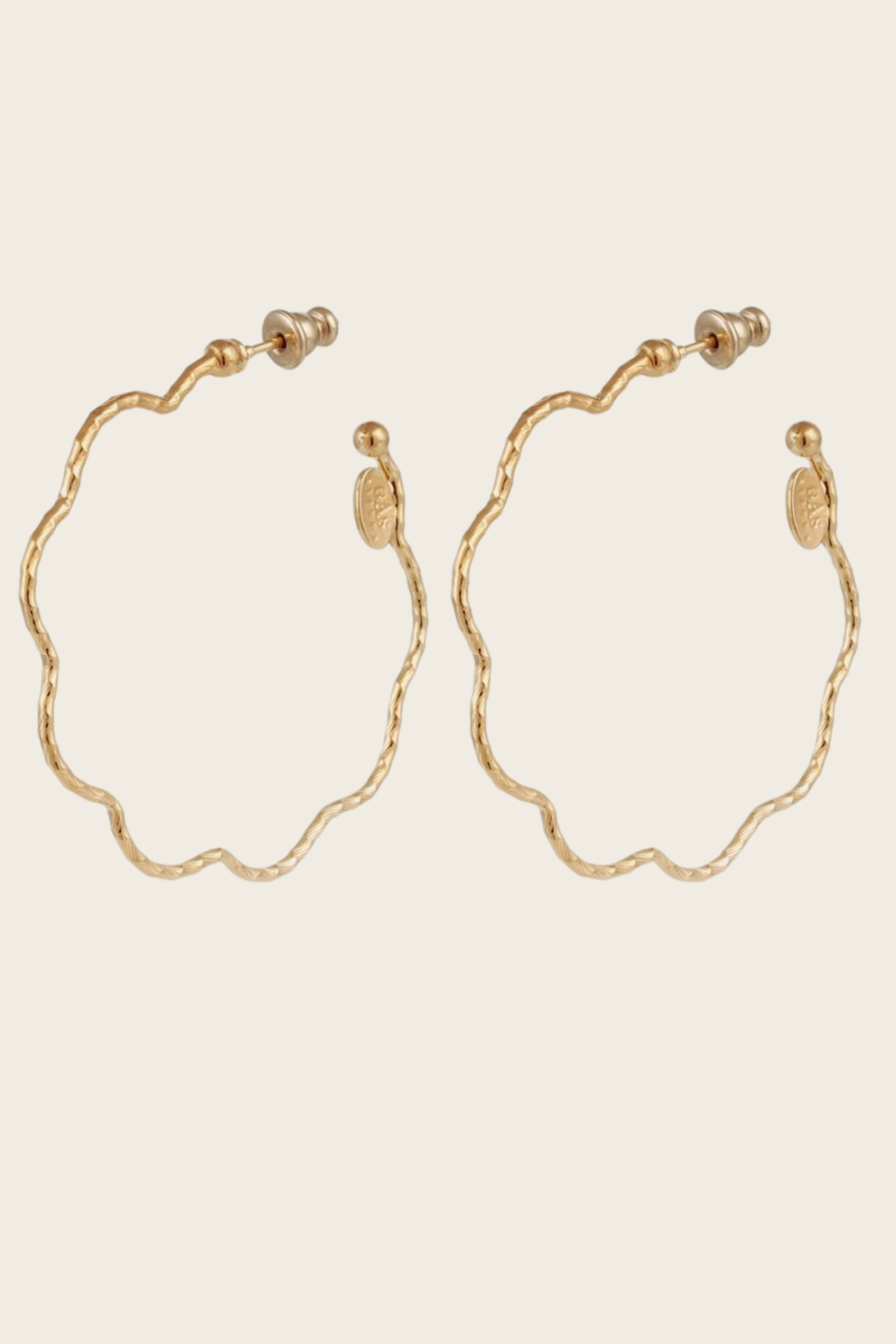 Gold hoop earrings, Material: Silver-plated metal, Colour: Gold, Design: Hand-striated and hammered hoops, New Arrivals, FW25, Espace Cannelle