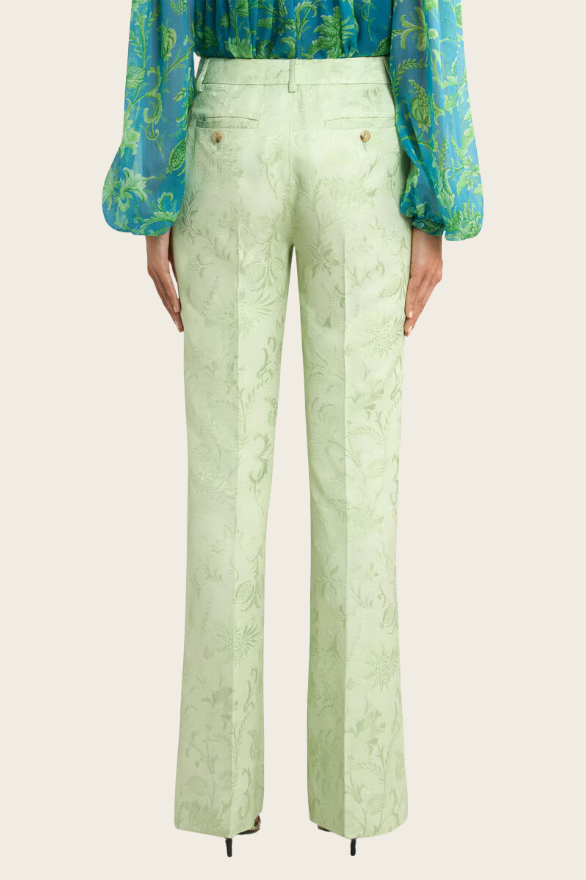 Calças bootcut em jacquard com motivo floral - Etro