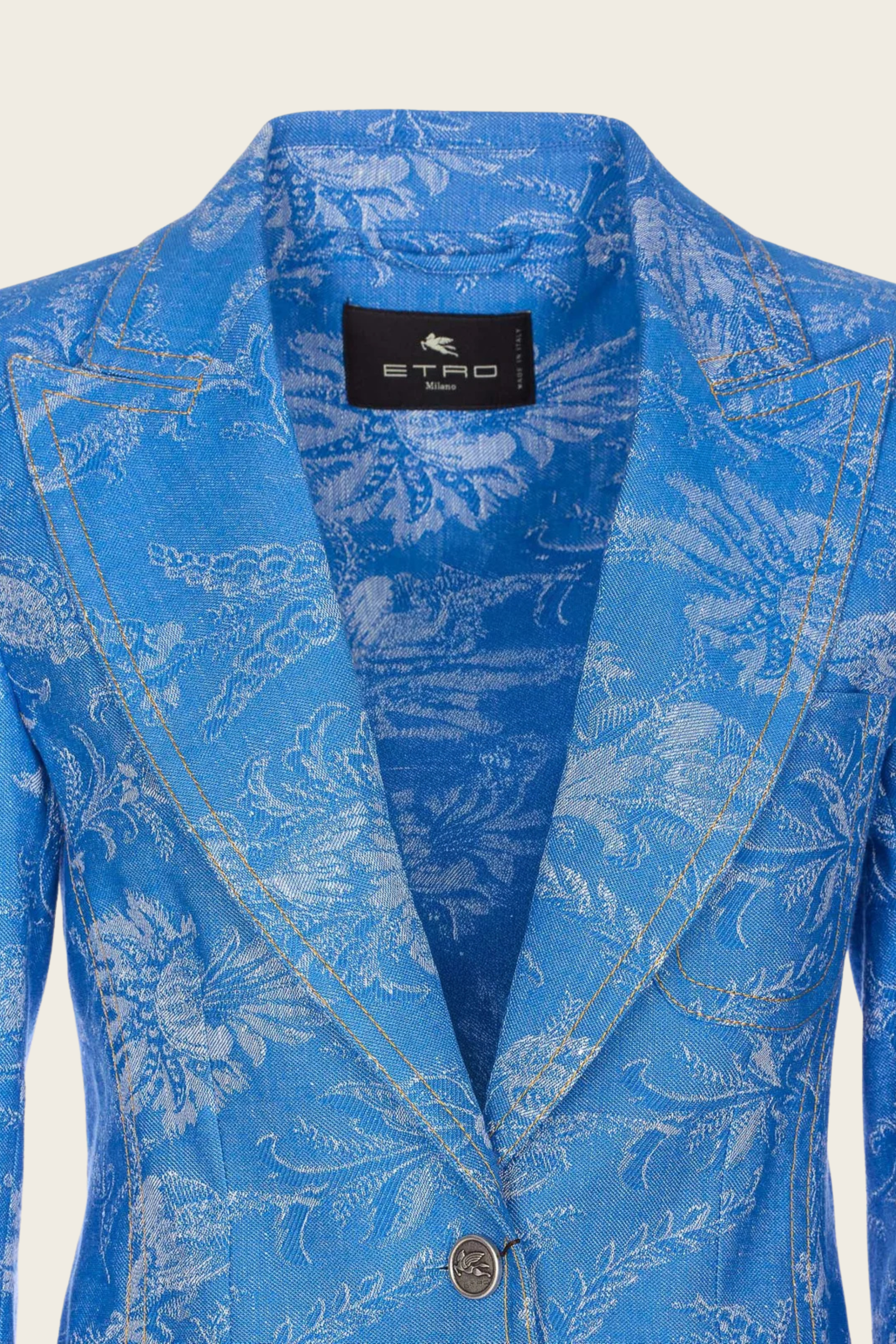 Cropped jacquard denim jacket with floral motif - Etro