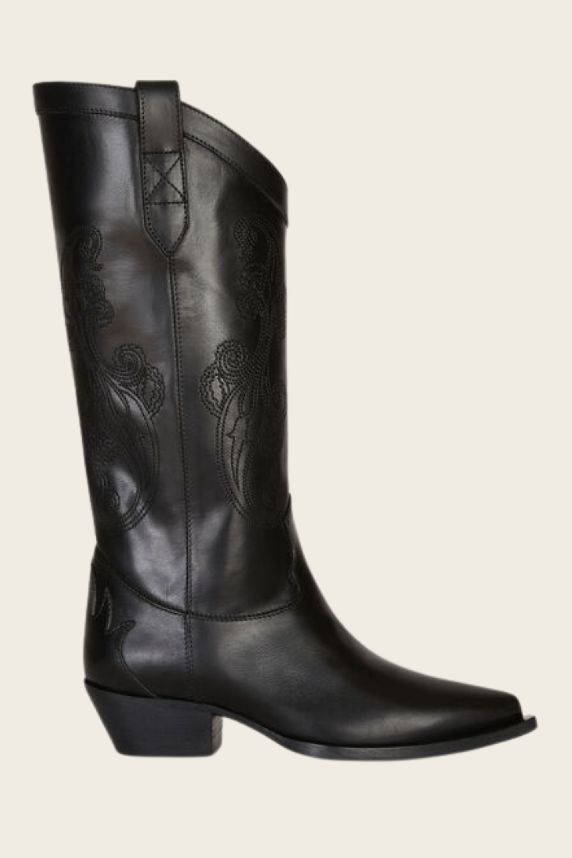 Botas de couro com bordados paisley
