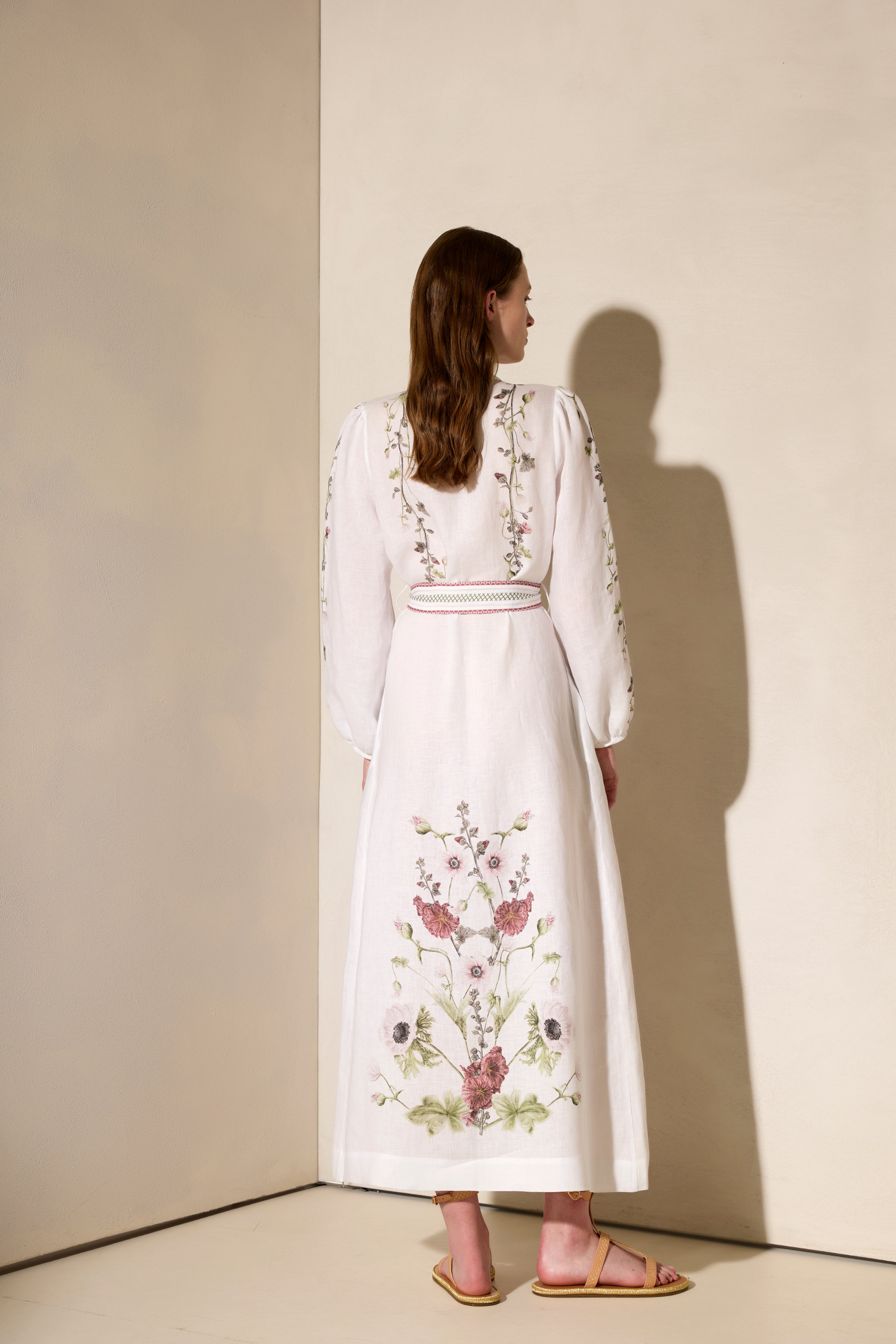 Wild Flowers Printed Long Shirt Dress - Ancient Kallos
