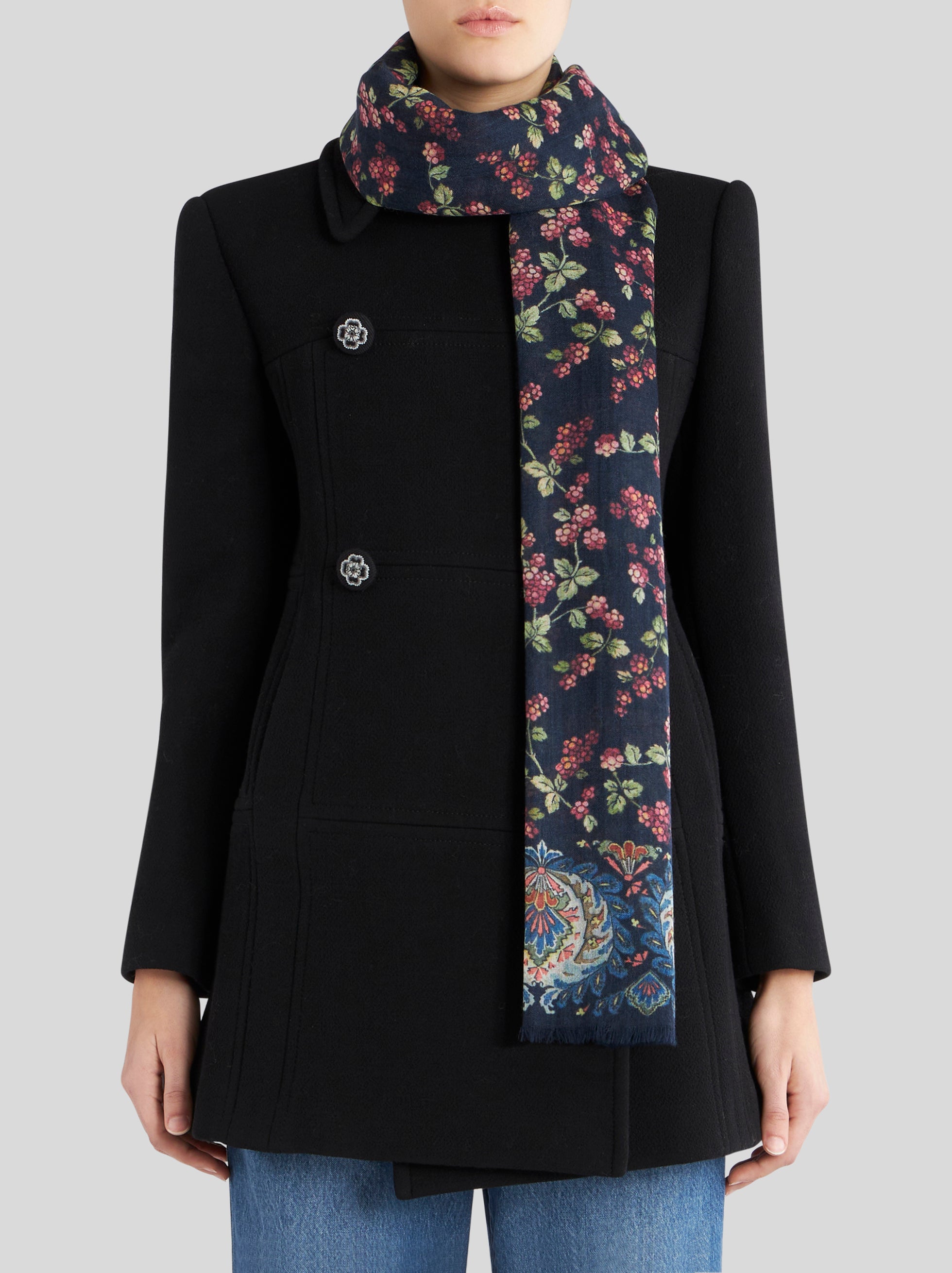 Berry-print cashmere scarf - Etro