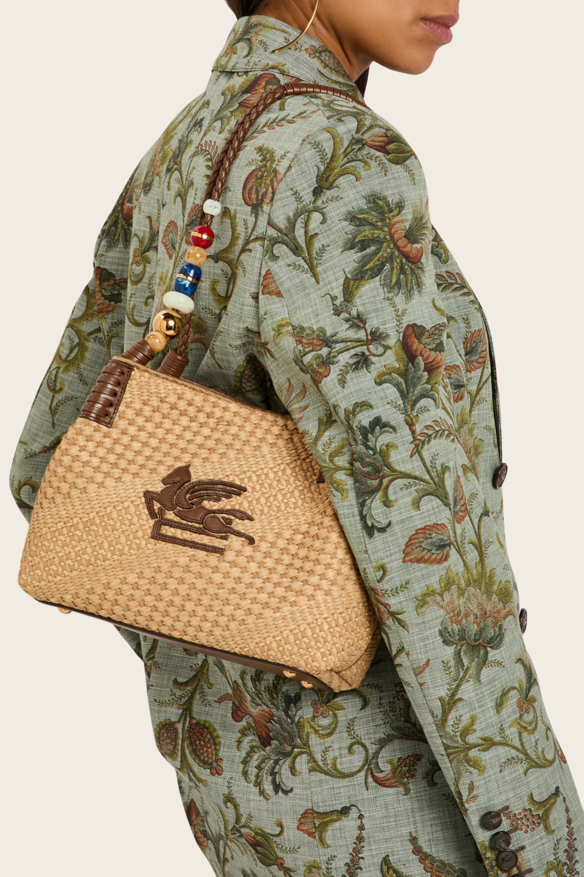 Shopping Libra Raffia Shoulder Bag - Etro Accessories