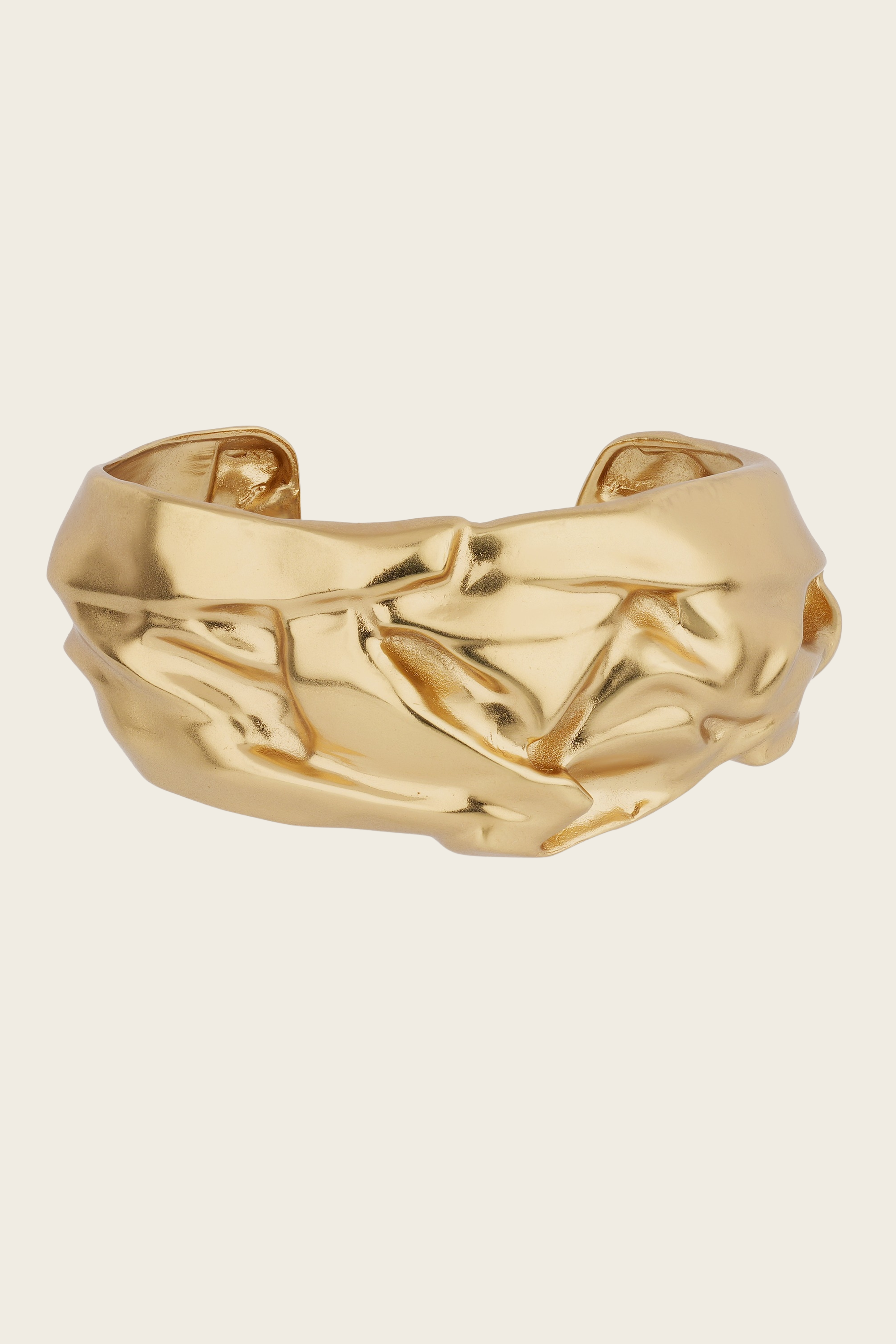 Compression bracelet, Material: Gold-plated metal, Colour: Gold, Design: Compressed, pleated effect, New Arrivals, FW25, Espace Cannelle