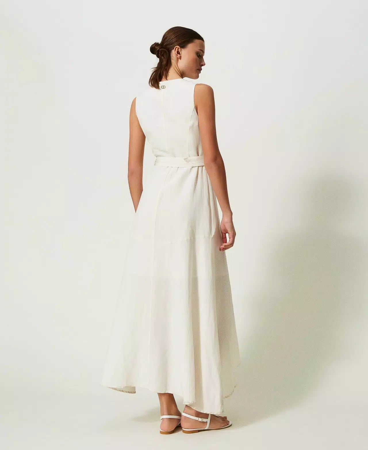 Long linen blend dress - Twinset