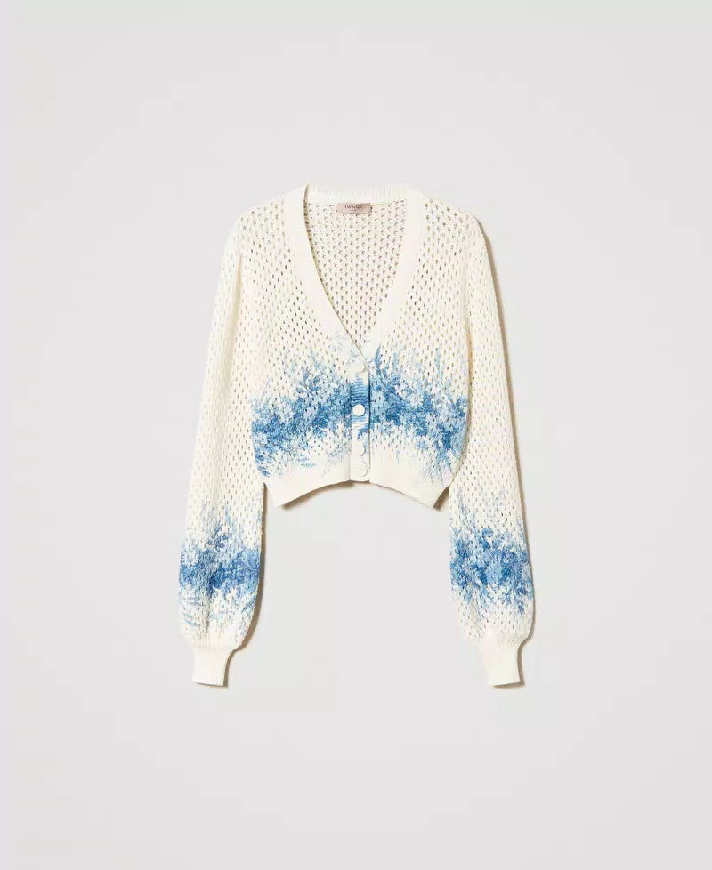 Mesh cardigan with floral print - Twinset