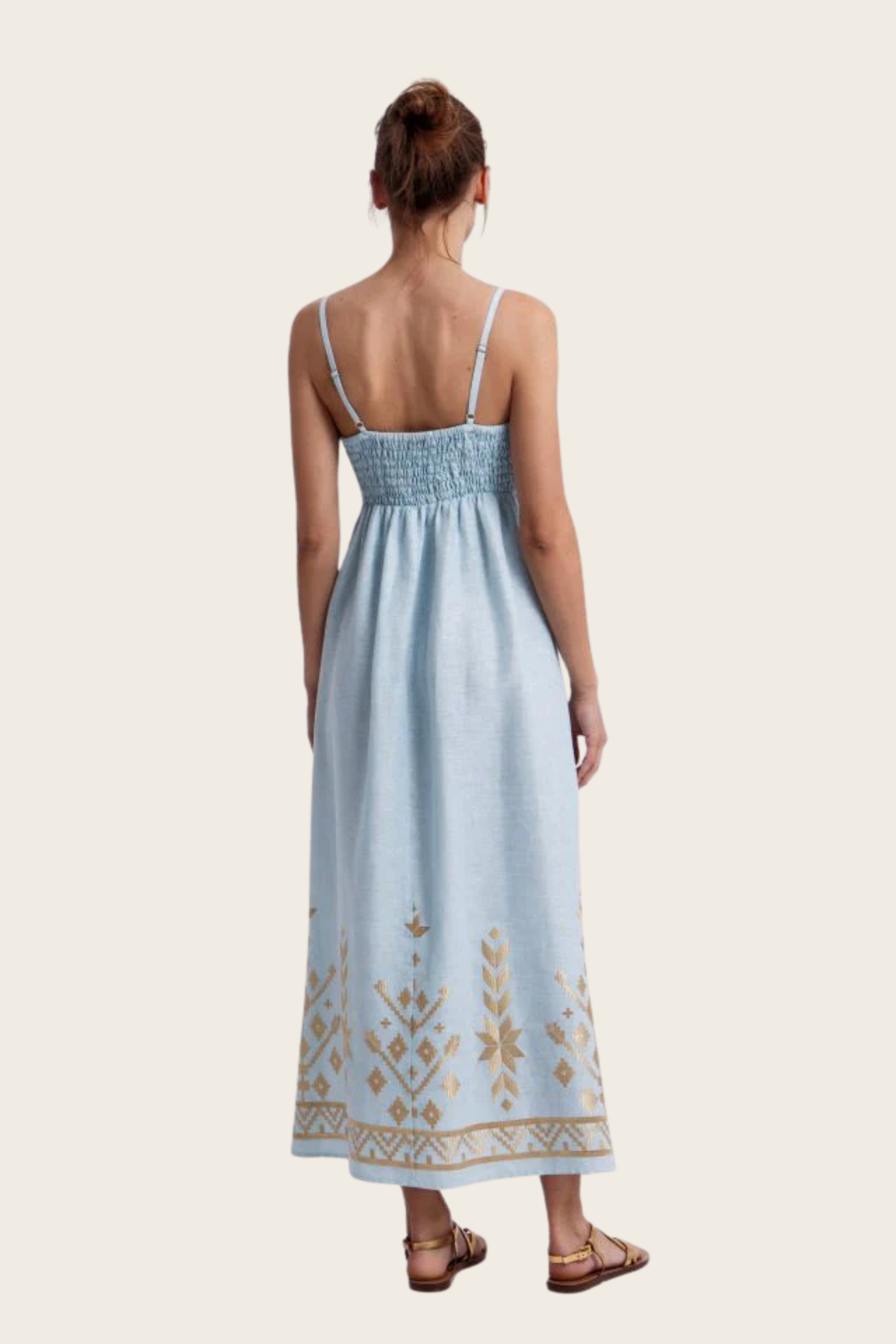 Embroidered Cotton Dress - Greek Archaic Kori