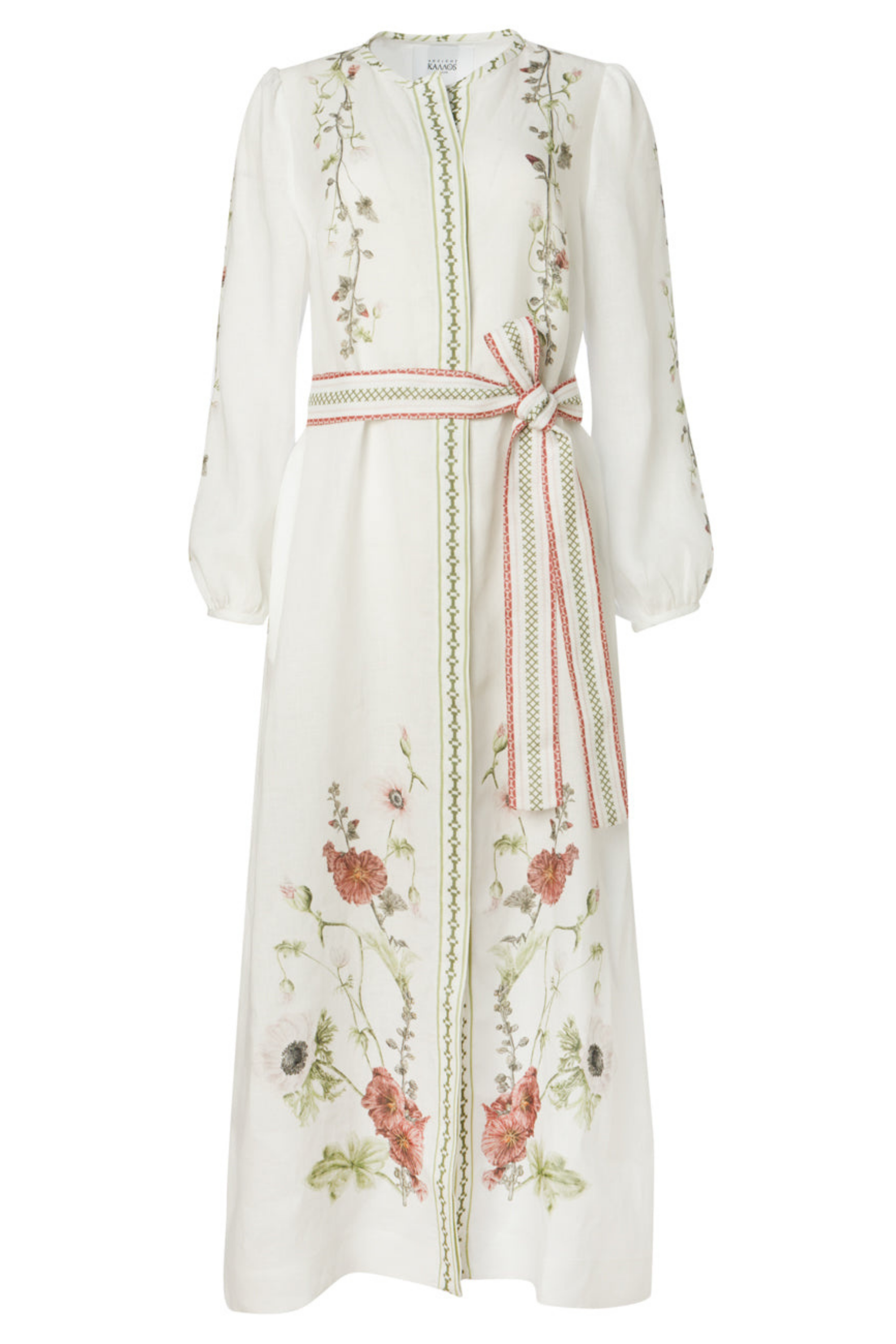 Wild Flowers Printed Long Shirt Dress - Ancient Kallos