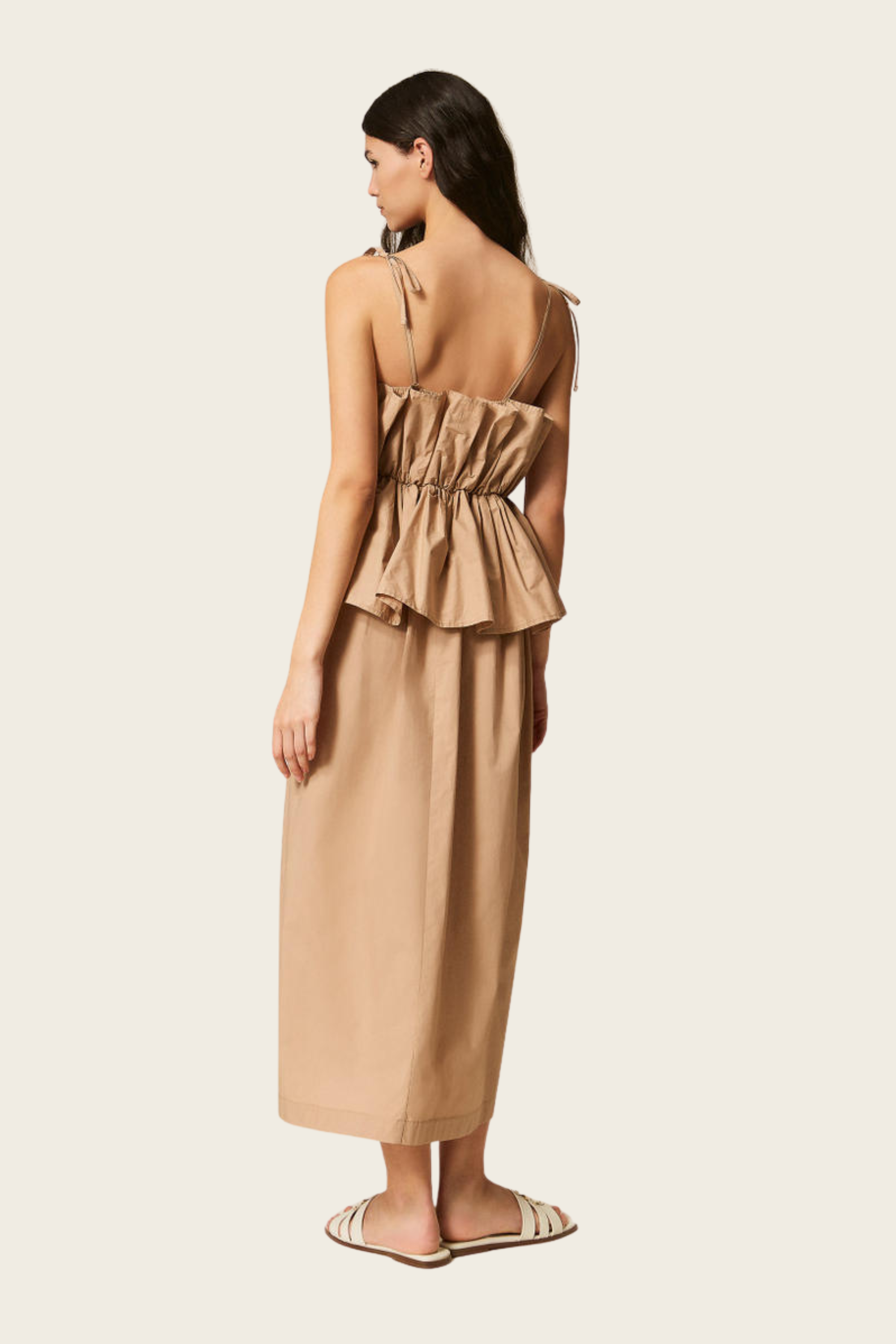 Long Poplin Dress with Flounce - Twinset