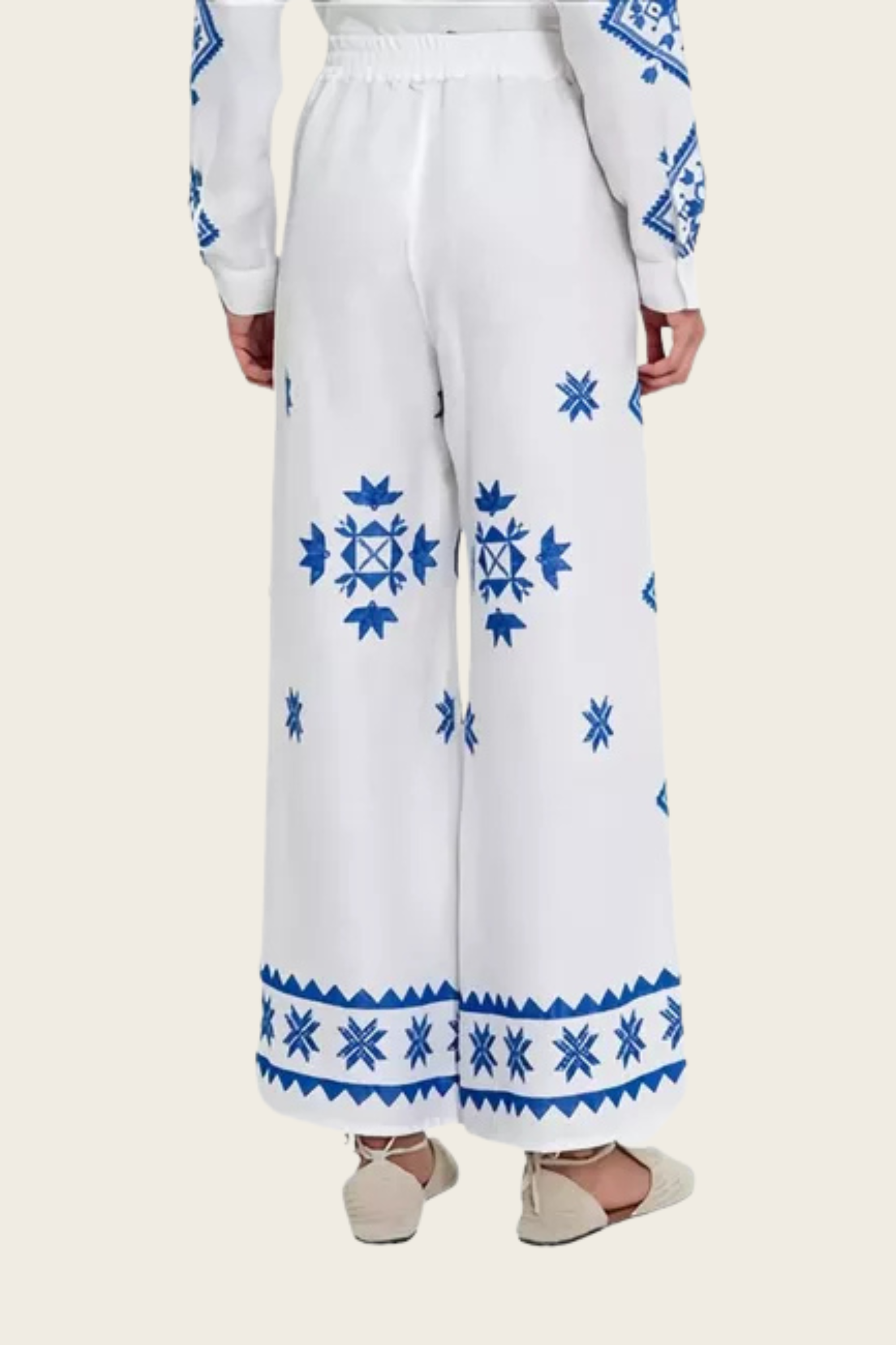 Printed Trousers with Elastic Waist - Greek Archaic Kori