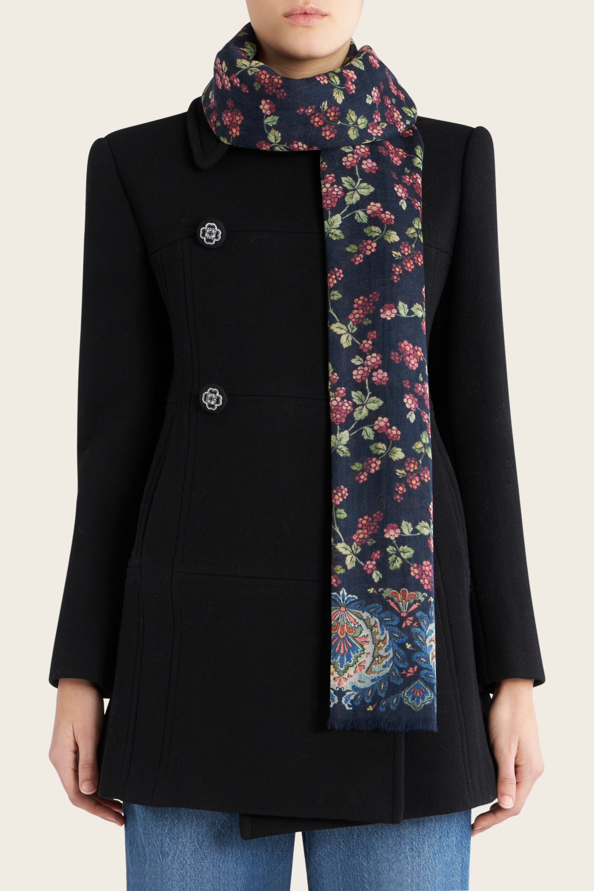 Lenço de caxemira com estampa de frutas vermelhas - Etro