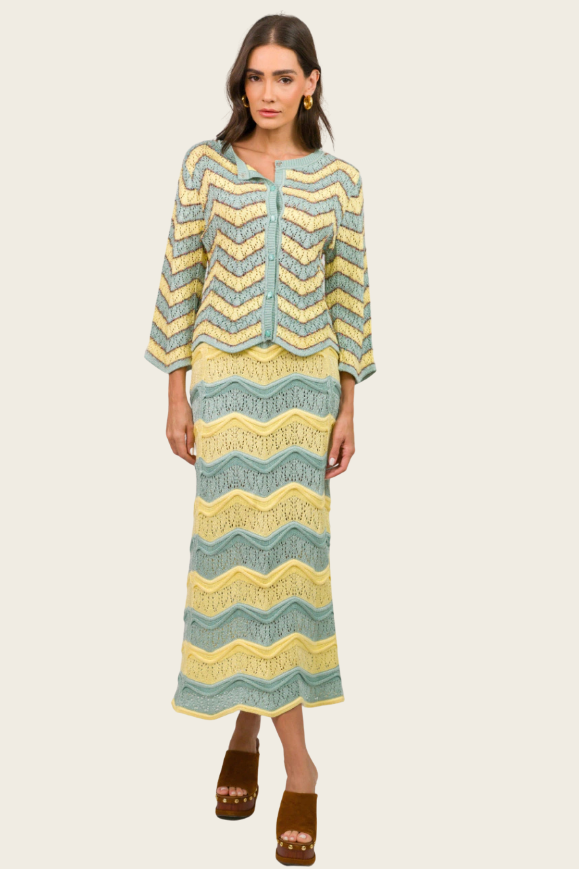Chevron Knit Cardigan - Cecilia Prado