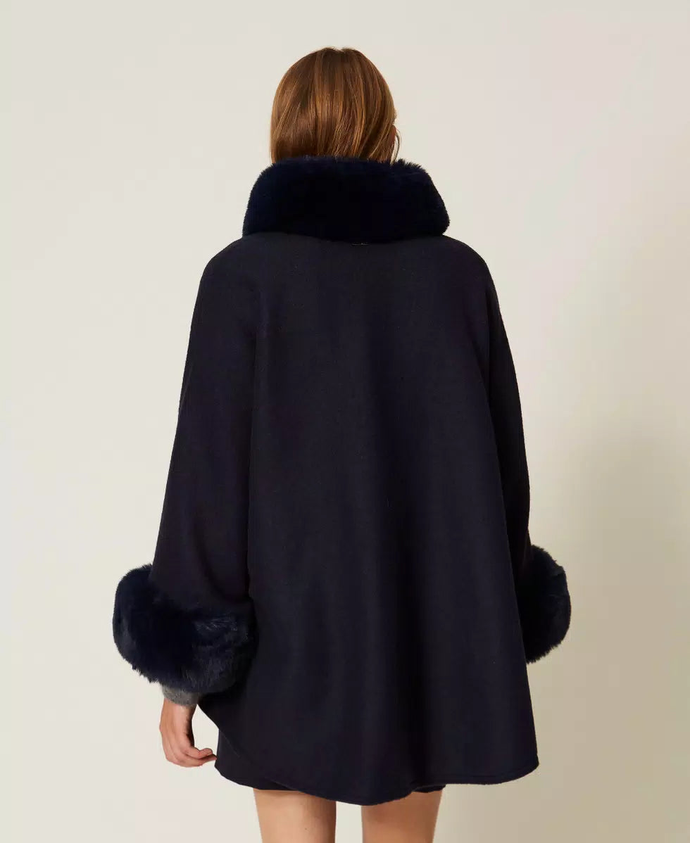 Poncho with Faux Fur  - Twinset