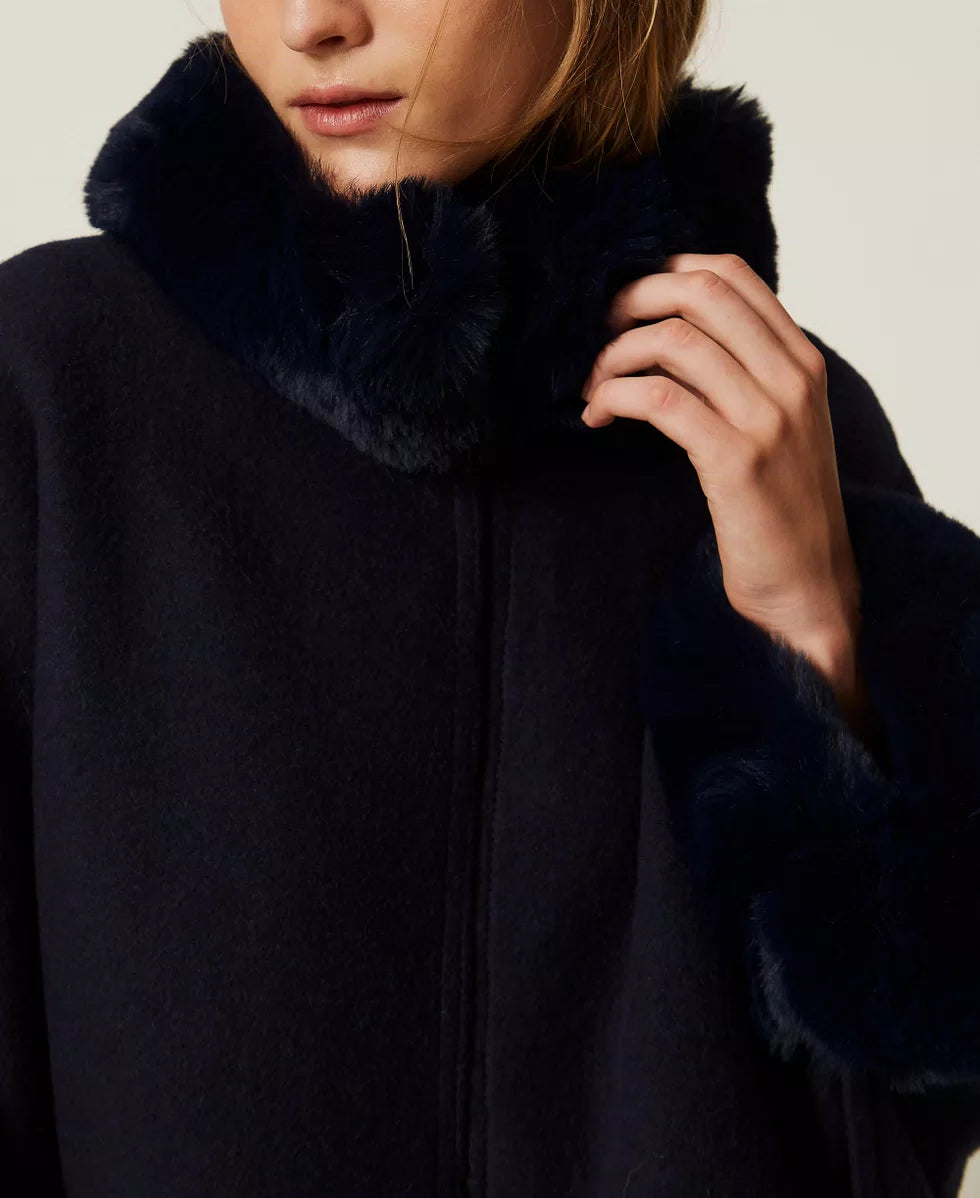 Poncho with Faux Fur  - Twinset