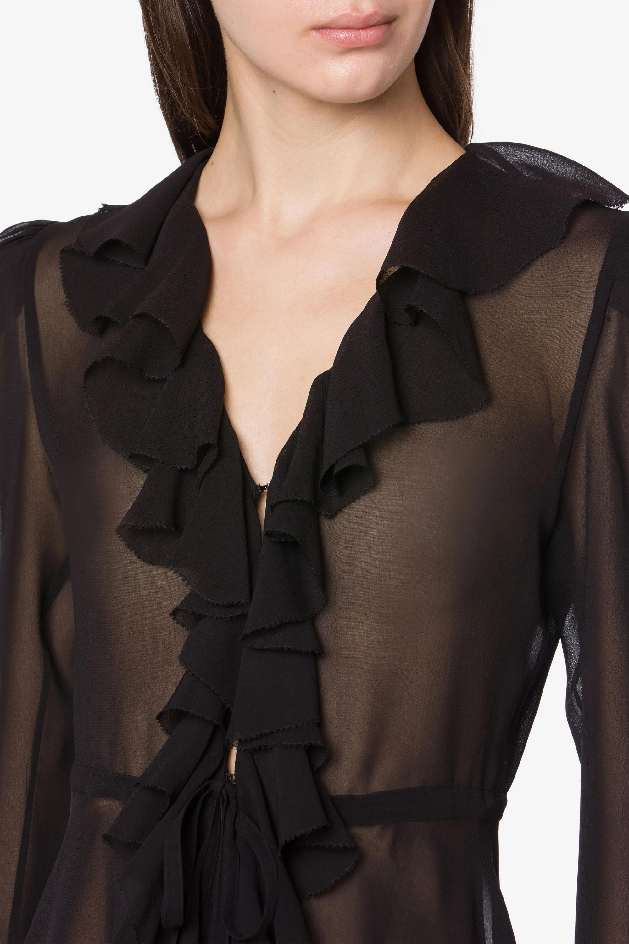 Ruffled Semi Sheer Blouse - Philosophy