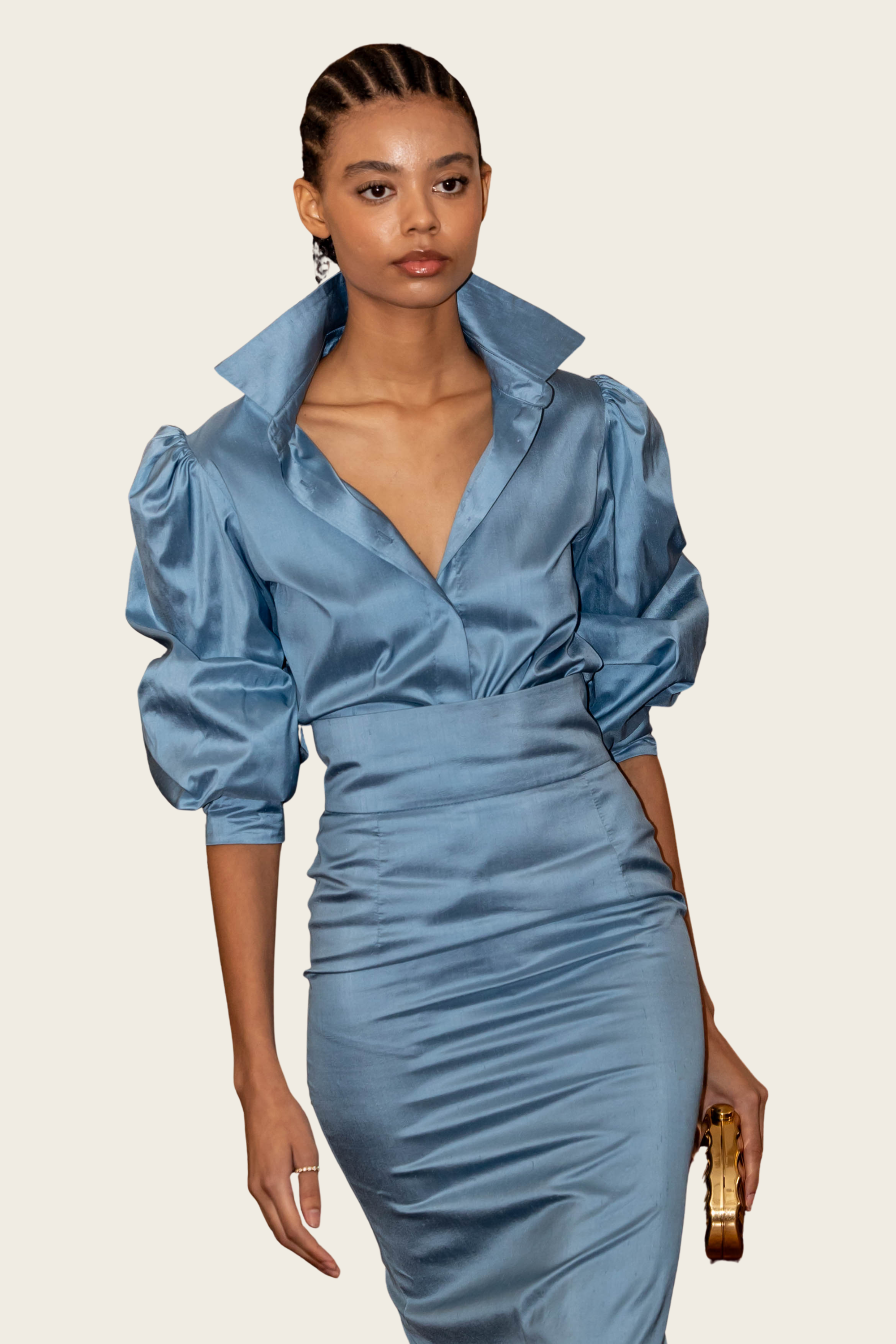 Blue Silk Blouse - Roselyn Silva