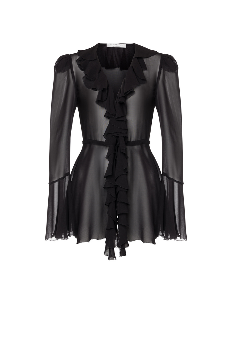 Ruffled Semi Sheer Blouse - Philosophy