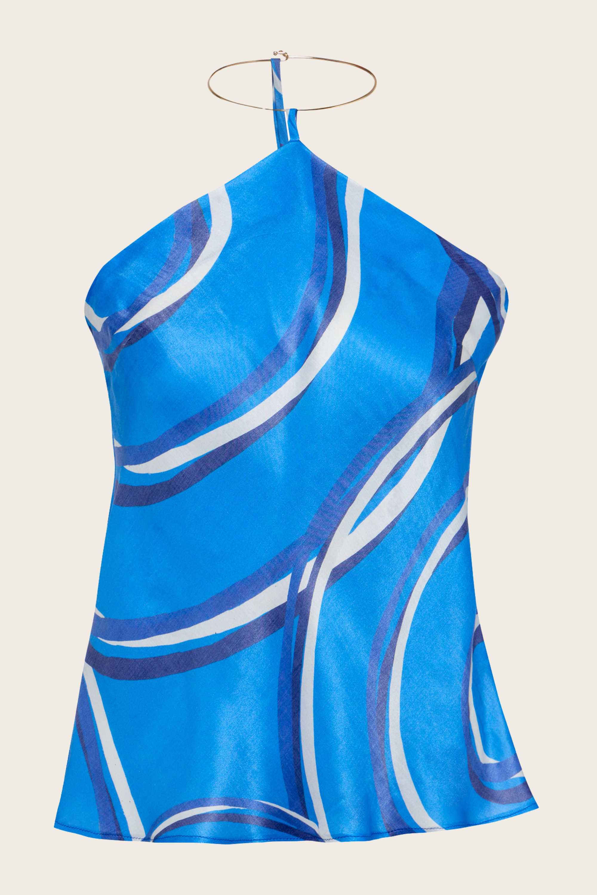 Electric Blue Printed Halterneck Top & Electric Blue Printed Wide-Leg Trousers - Themisz - ESPACE CANNELLE - SS26 - New Arrivals