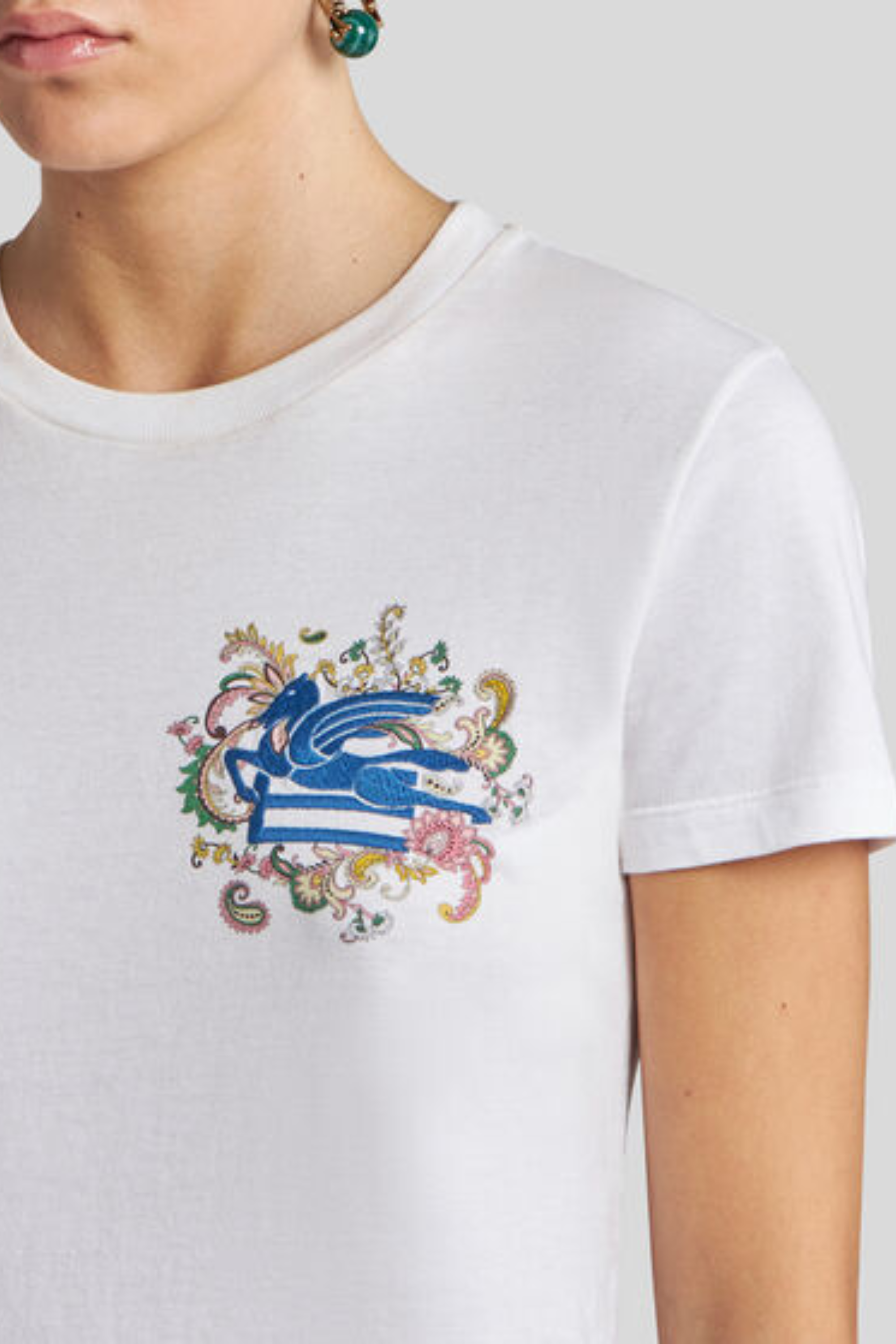 Slim-fit T-shirt,  100% cotton, Colour: White,  Slim fit , New Arrivals, SS25, Espace Cannelle