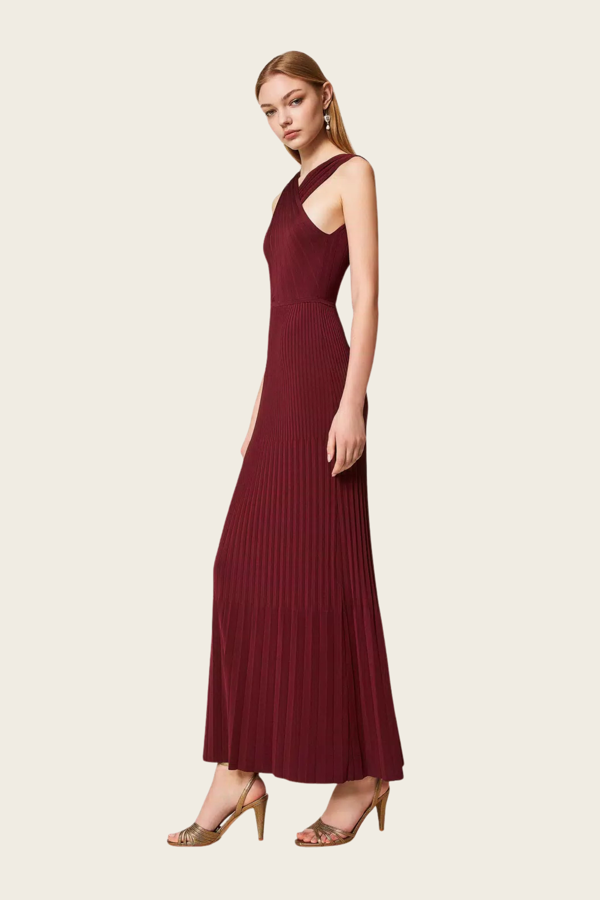 Long crossover knit dress - Twinset