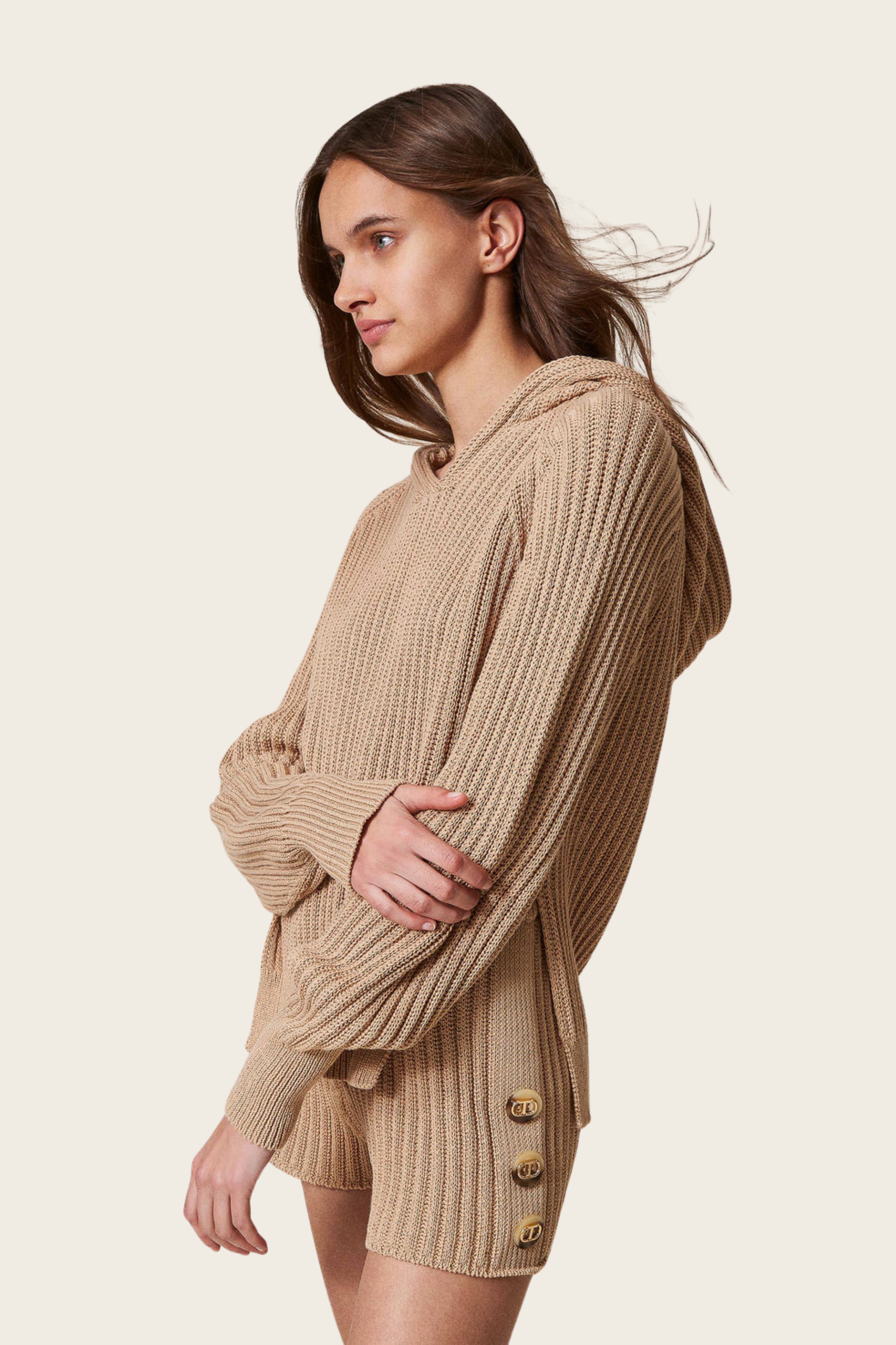 Camisola canelada com capuz – Twinset