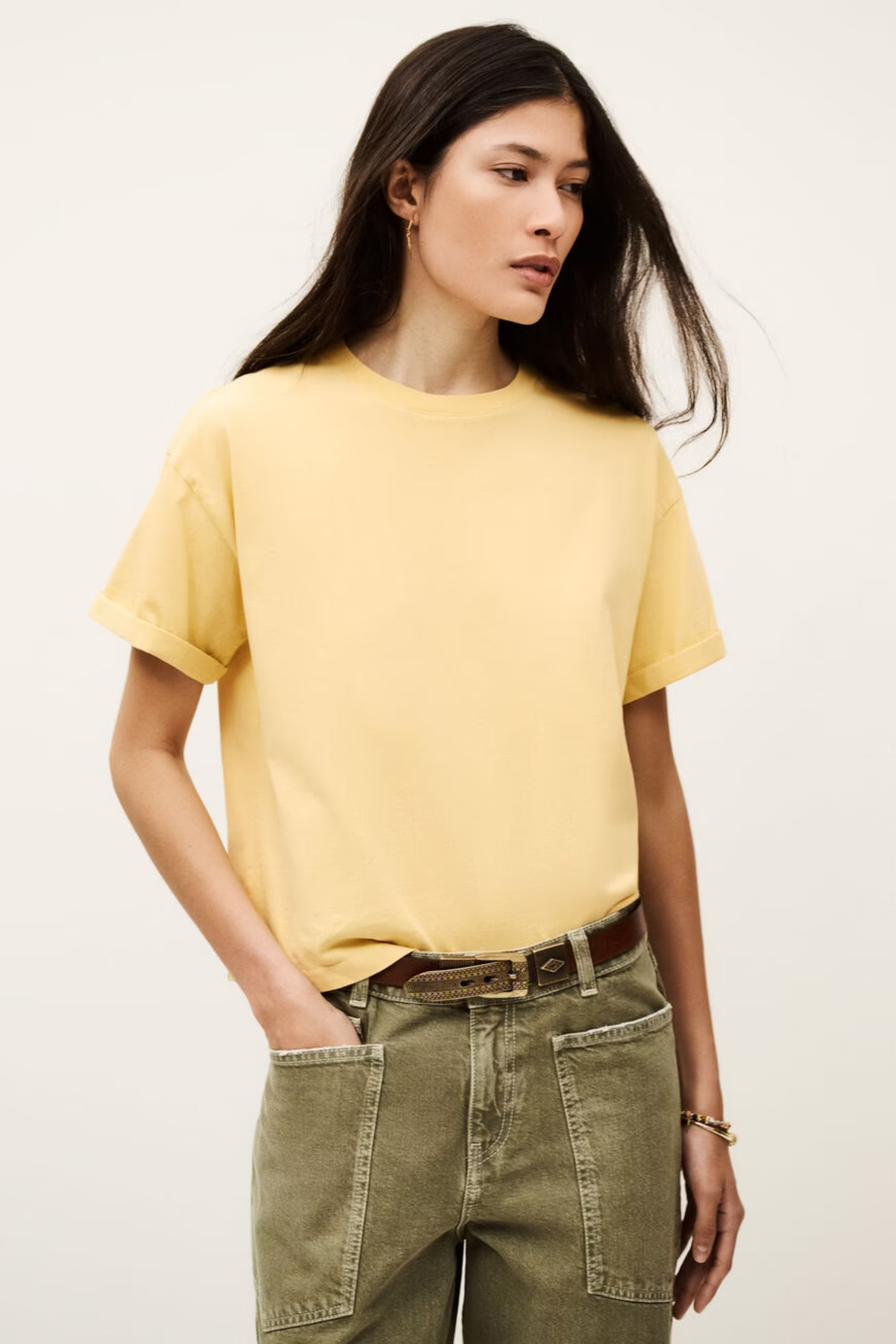 Rosie T-shirt, Colour: Yellow, 100% Organic Cotton, Designed In Paris, New Arrivals, SS25, Espace Cannelle