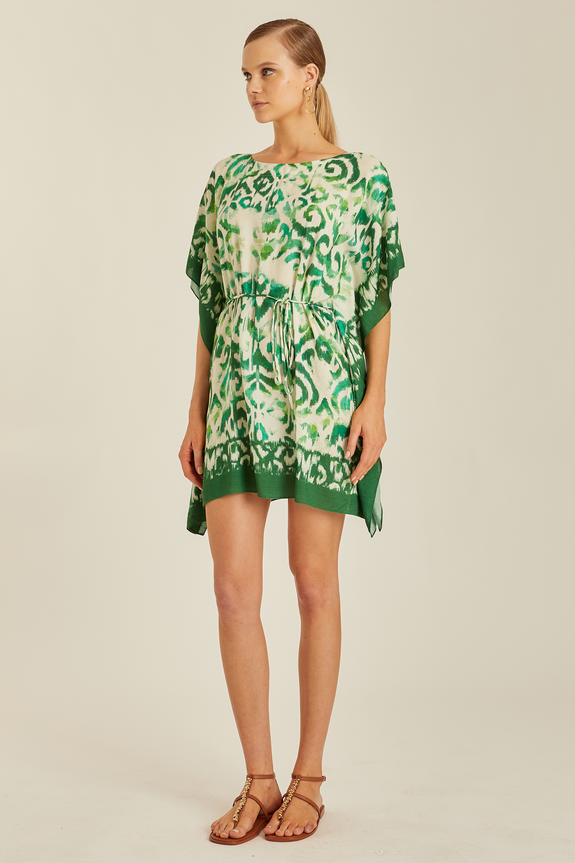 Tanger Kaftan, 75% Viscose, 25% Linen, Colour: Tanger, Loose, flowing silhouette, New Arrivals, SS25, Espace Cannelle