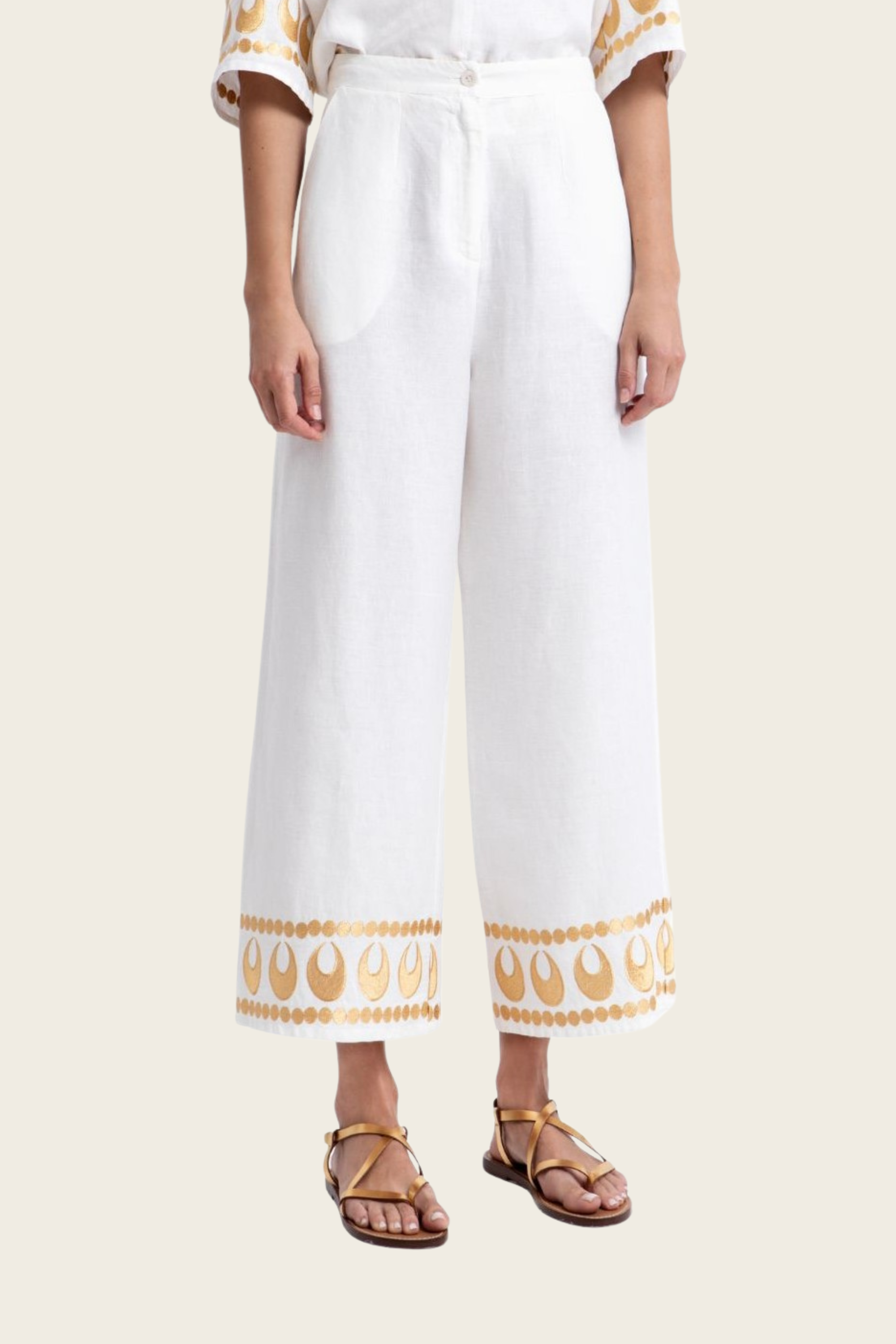 Selene Linen Trousers - Greek Archaic Kori (desc feita) - ESPACE CANNELLE - New Arrivals