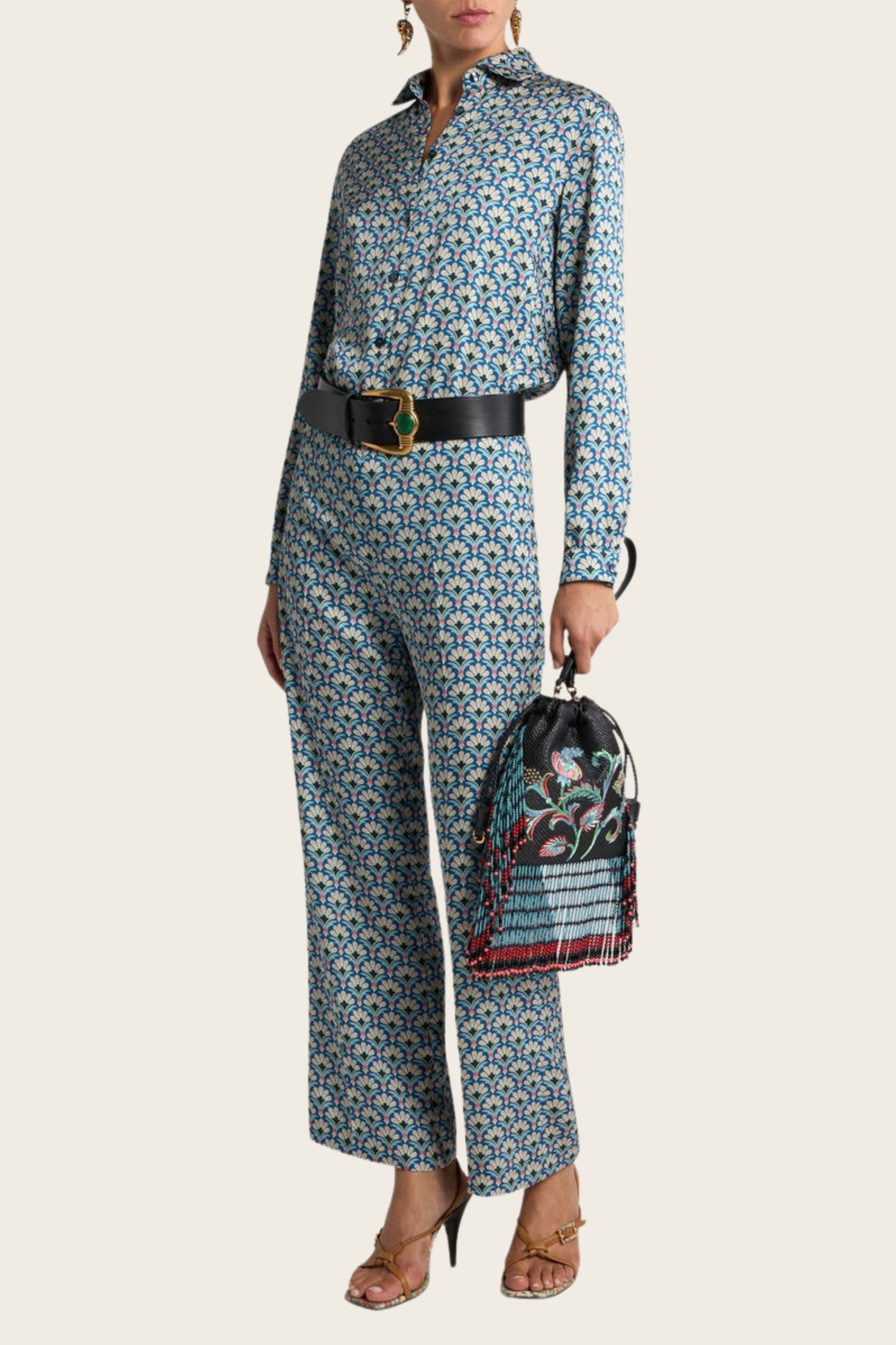 Bootcut Trousers with Micro Palm Motif - Etro - ESPACE CANNELLE - New Arrivals - SS26