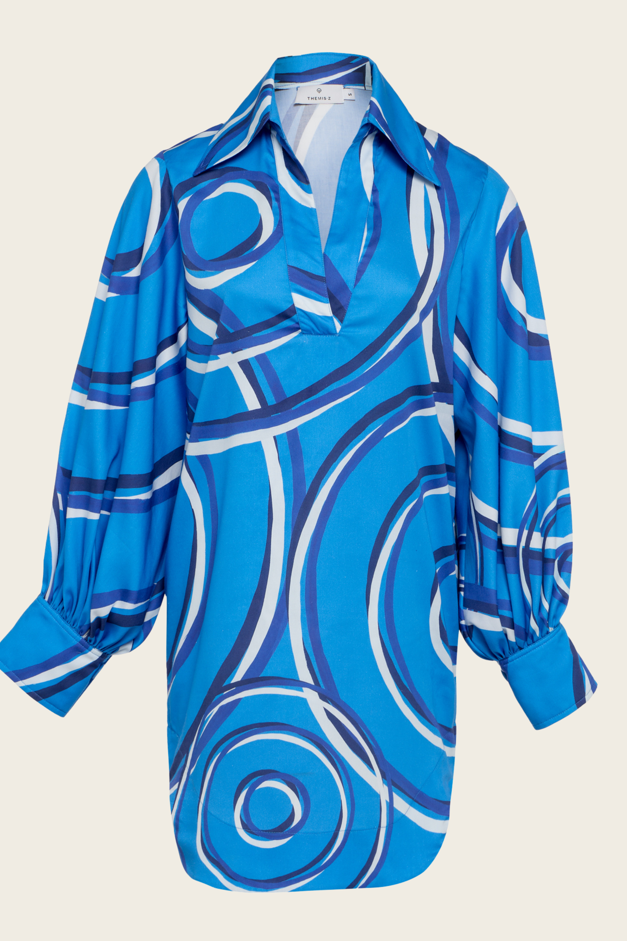 Electric Blue Printed Tunic Shirt - Themisz - ESPACE CANNELLE - SS26 - New Arrivals