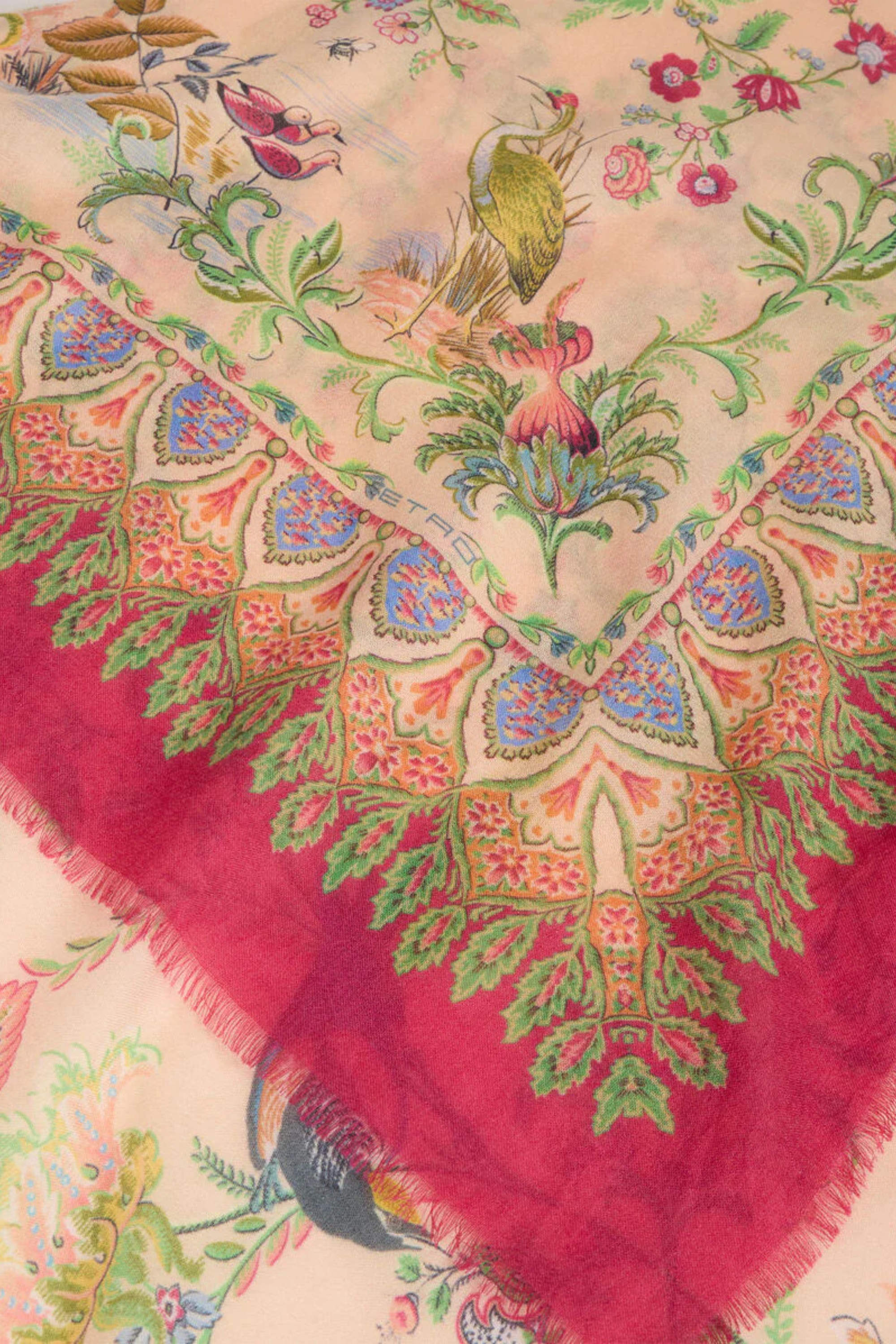 Shawl with Flora and Fauna Motif - Etro