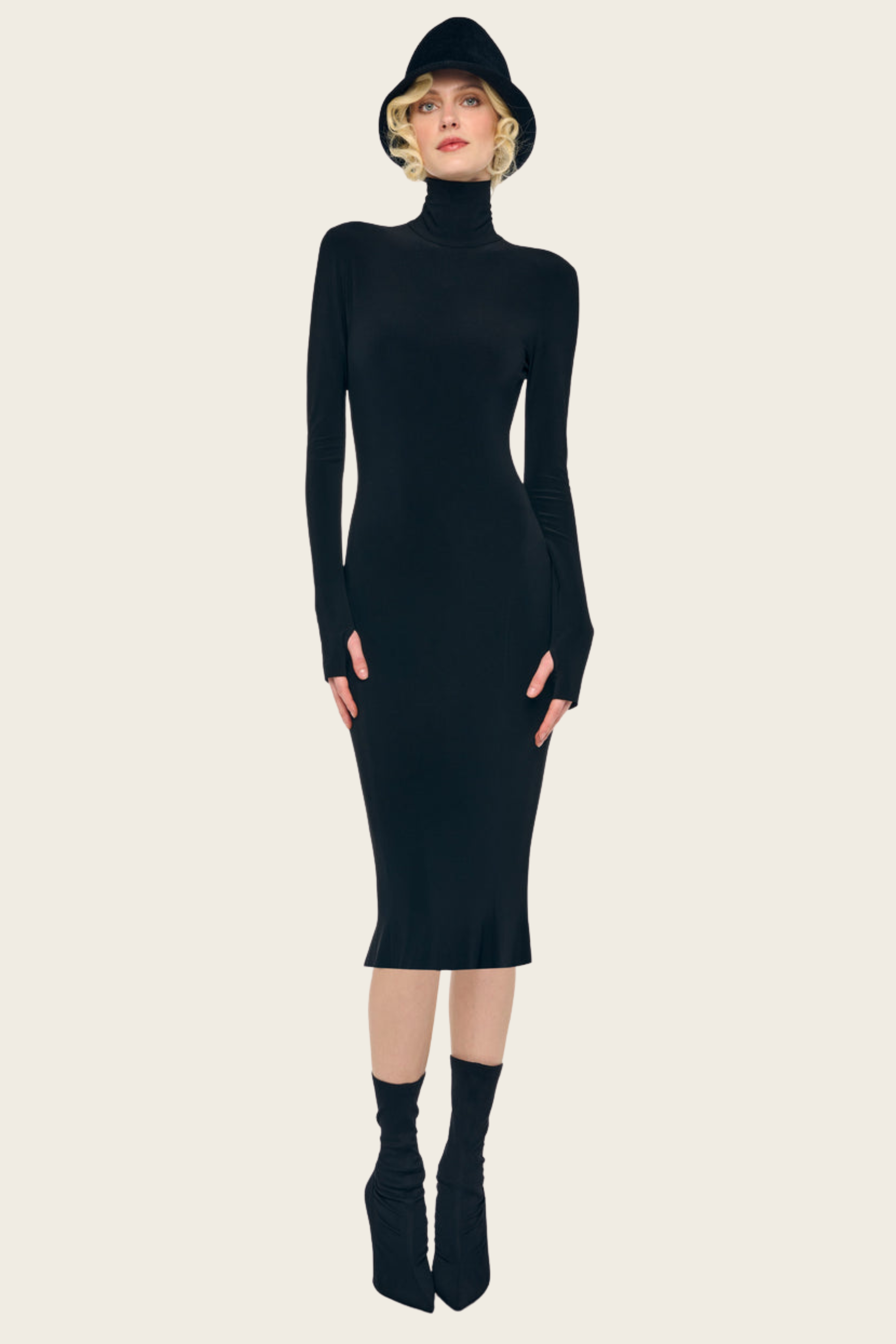 Long Sleeve Turtleneck Dress - Norma Kamali