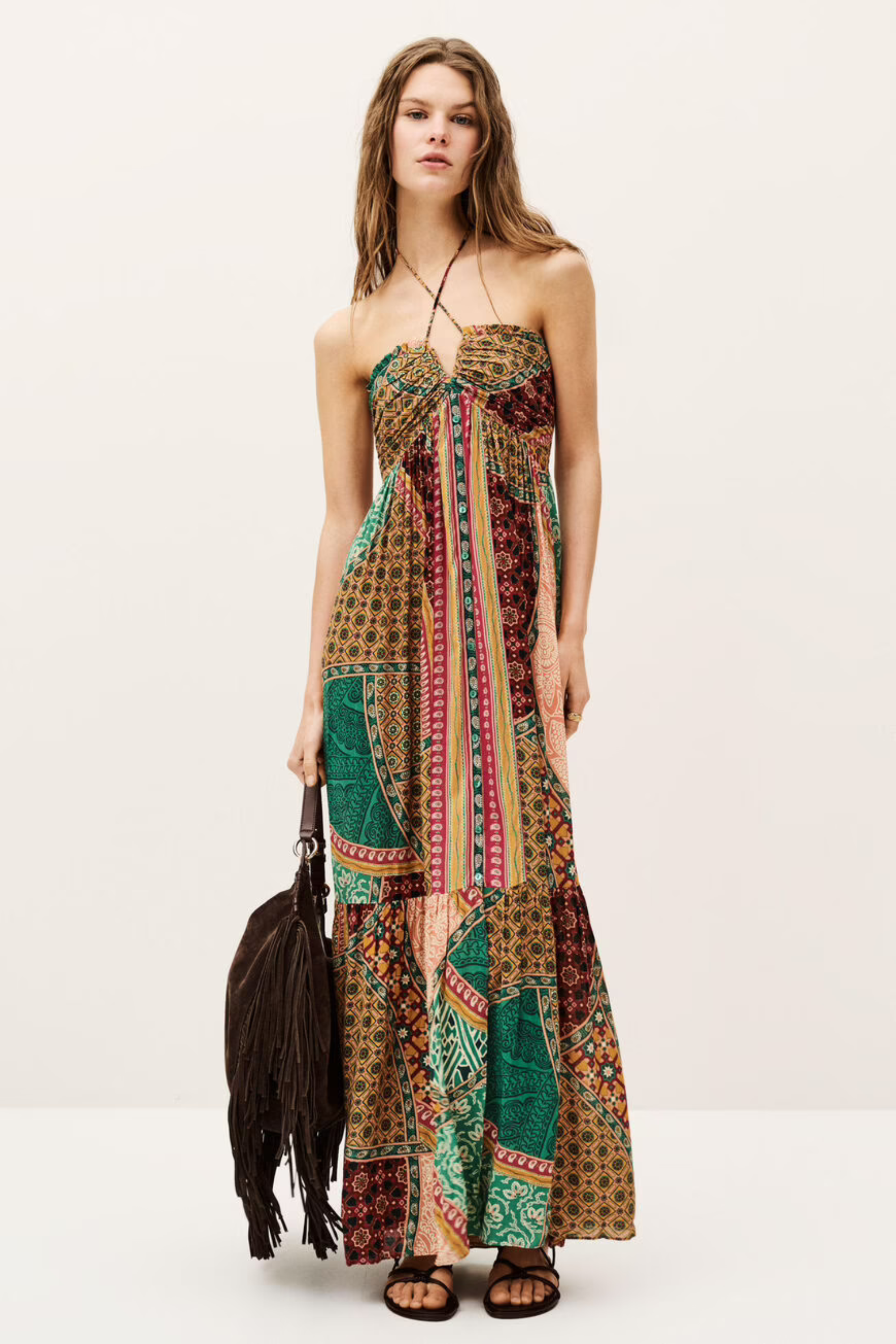 Fran robe, Composition: 100% viscose, Colour: Multicolour, Maxi length, New Arrivals, SS25, Espace Cannelle
