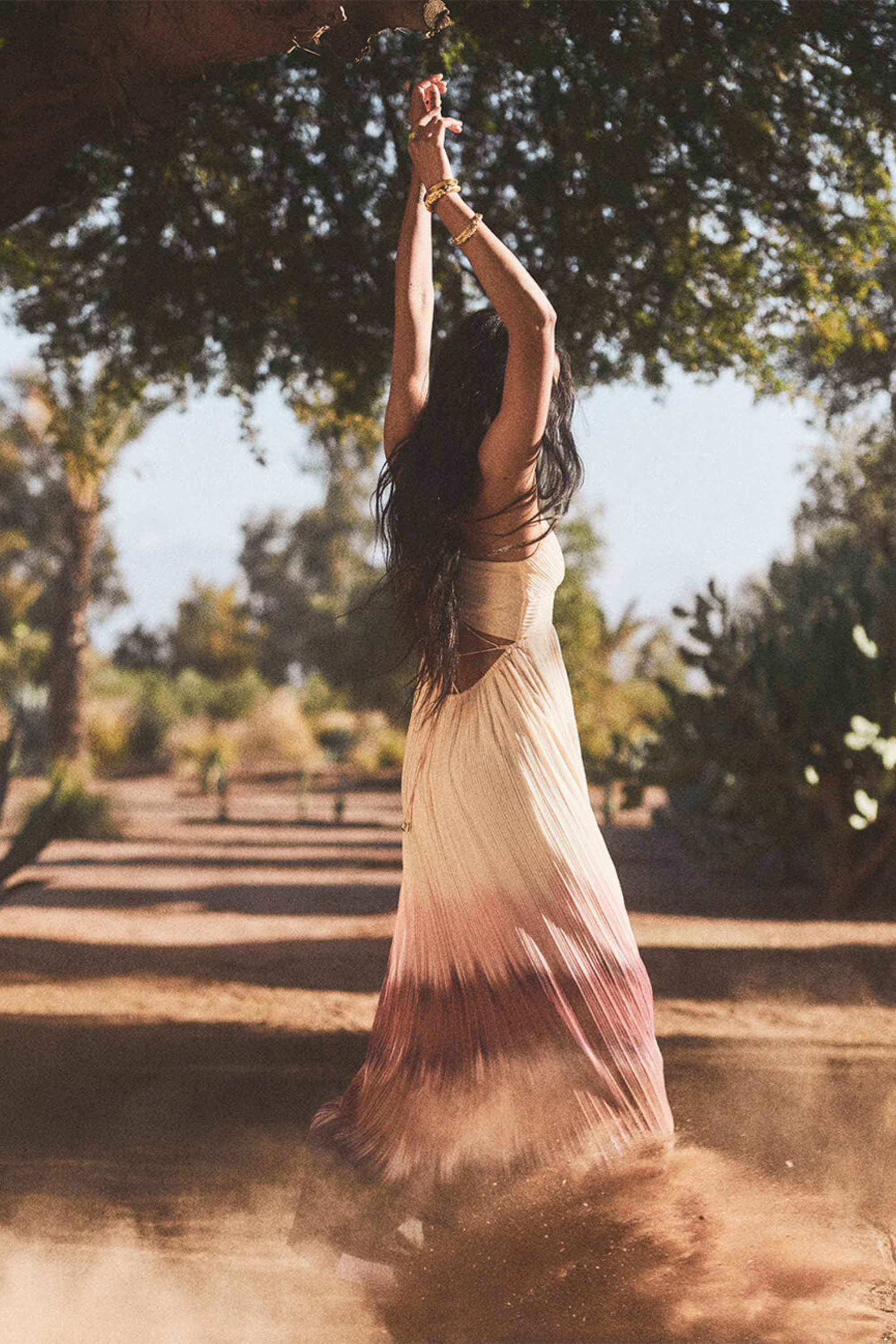 Wila robe, Composition: 100% recycled polyester, Colour: Rose, Maxi length, New Arrivals, SS25, Espace Cannelle