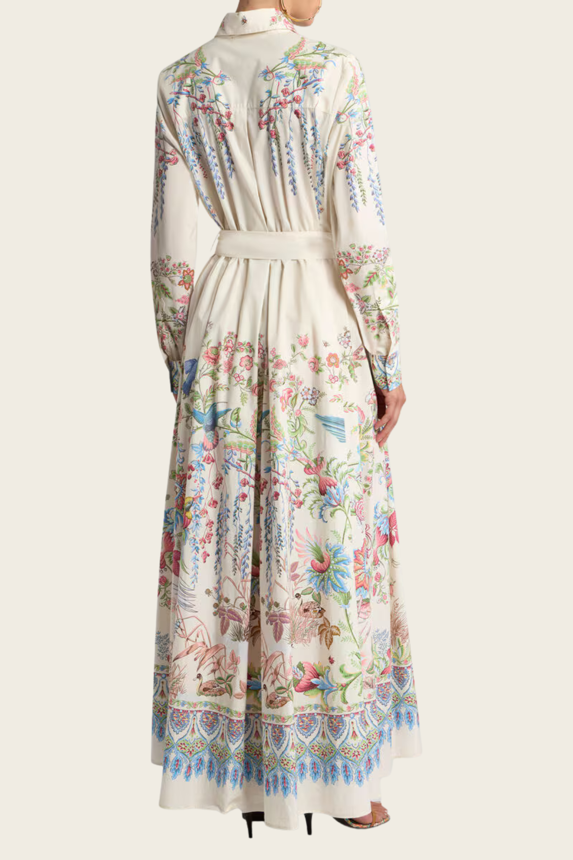 Long Shirt Dress With Placed Flora and Fauna Print - Etro