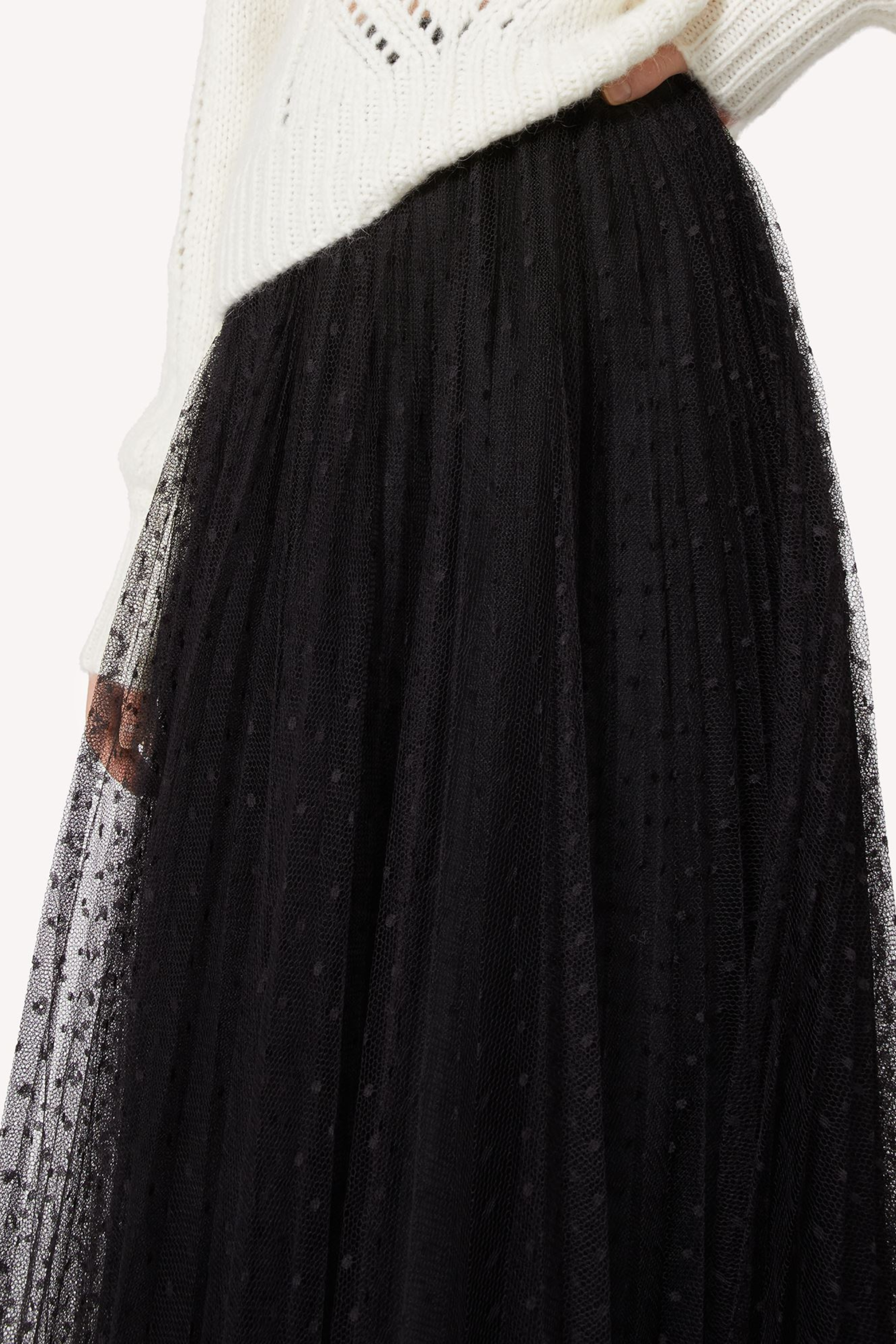 Point D'esprit Pleated Tulle Skirt - Red Valentino
