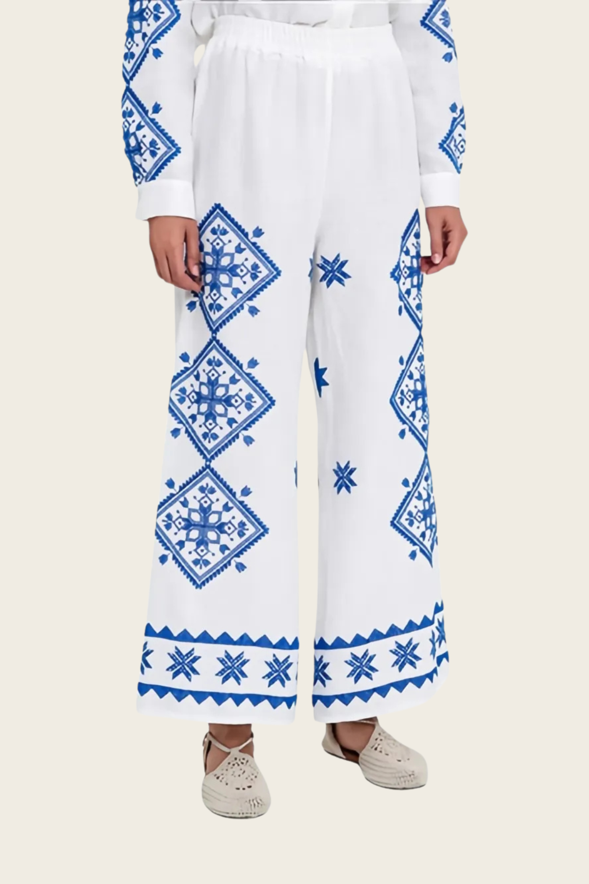 Printed Trousers - Greek Archaic Kori - ESPACE CANNELLE - New Arrivals