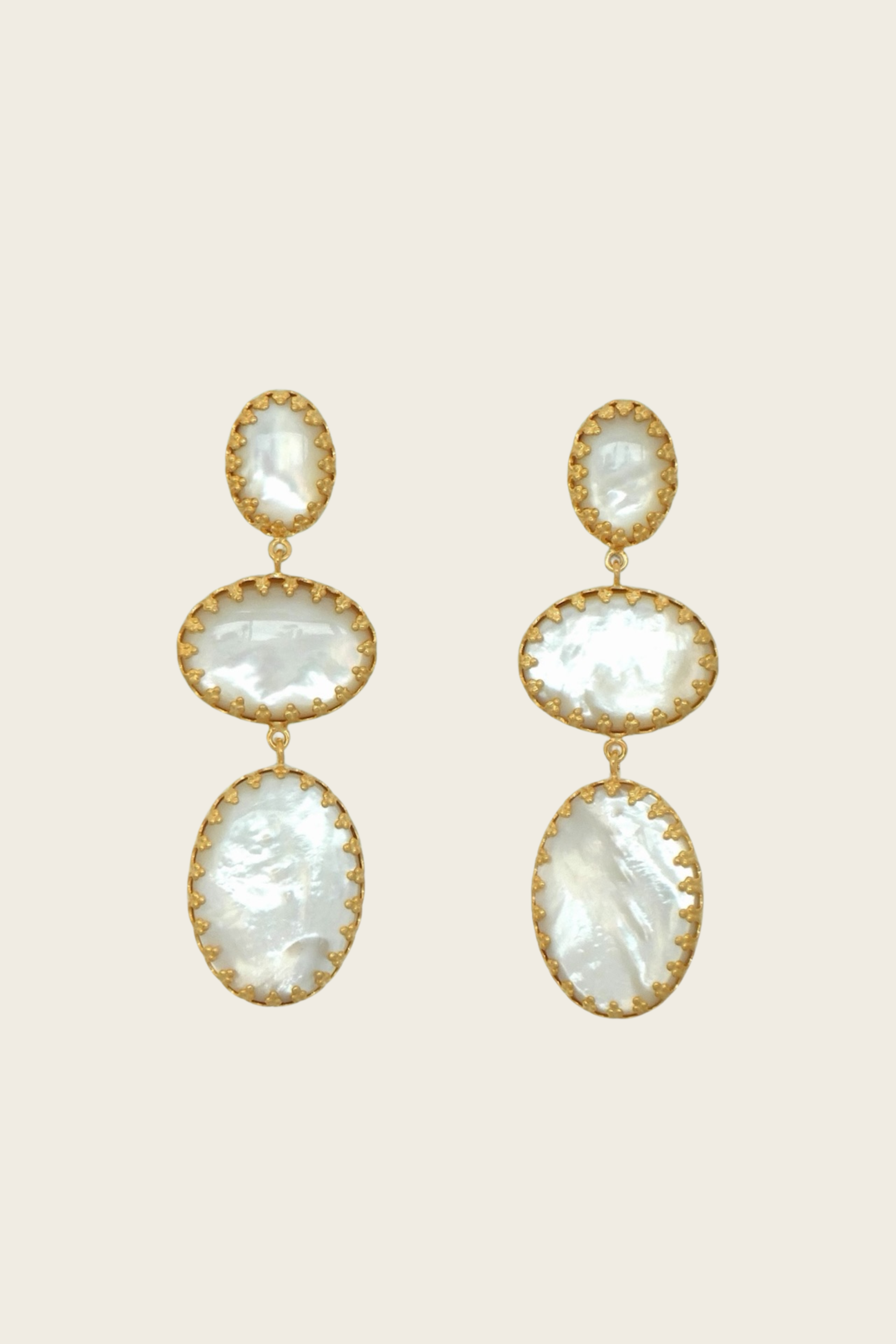 Mother-of-Pearl Triple Drop Earrings - Melissa Kandiyoti