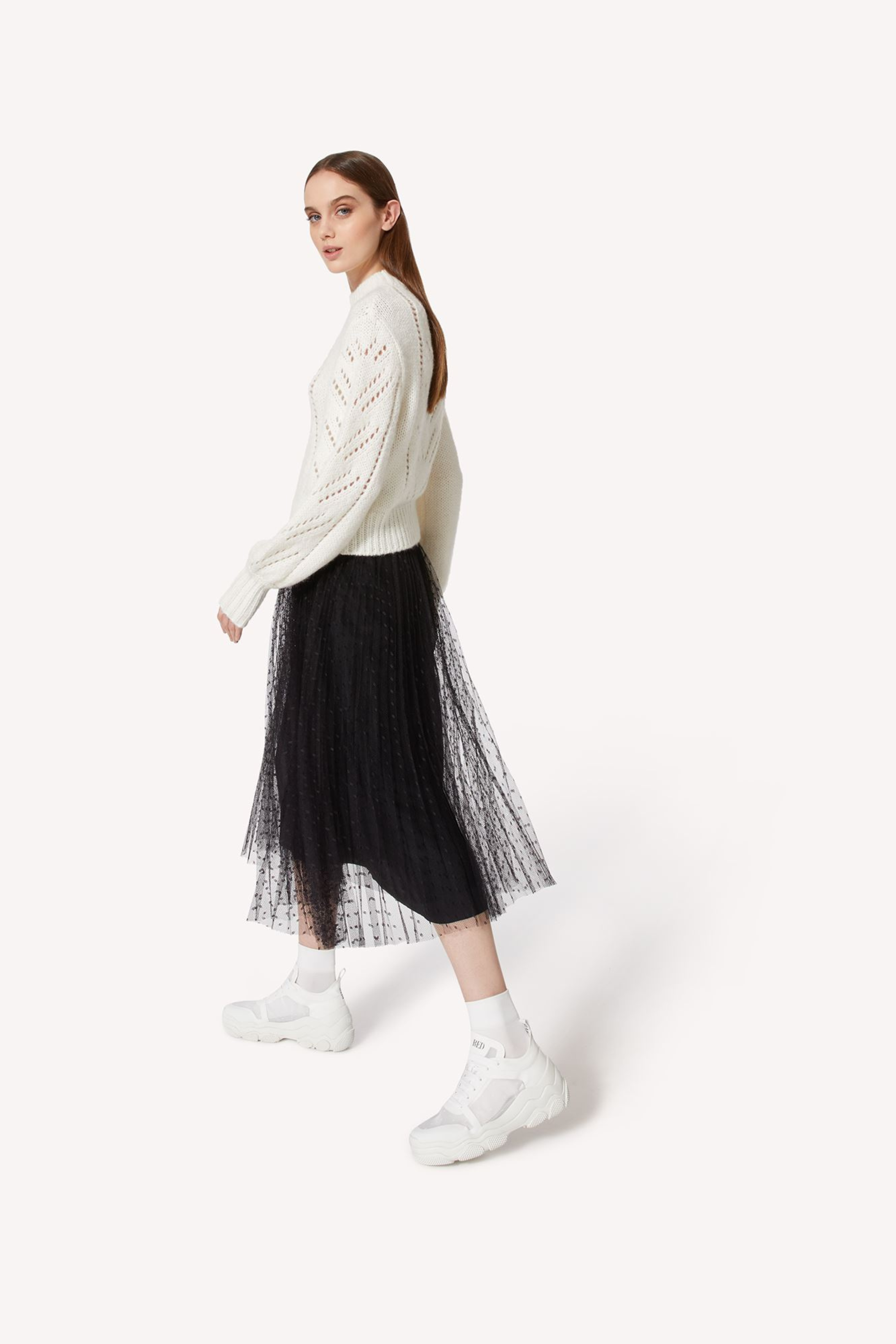 Point D'esprit Pleated Tulle Skirt - Red Valentino