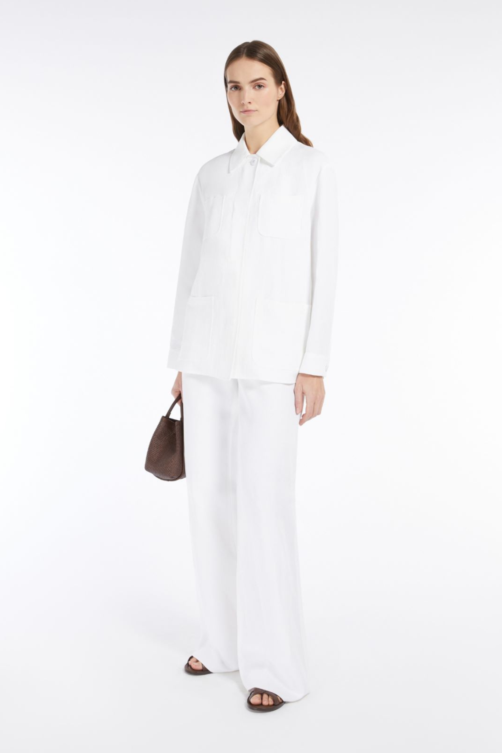 Vicario Trousers, Colour: White, 70% Viscose, 30% Flax Linen, Straight-leg silhouette, New Arrivals, SS25, Espace Cannelle