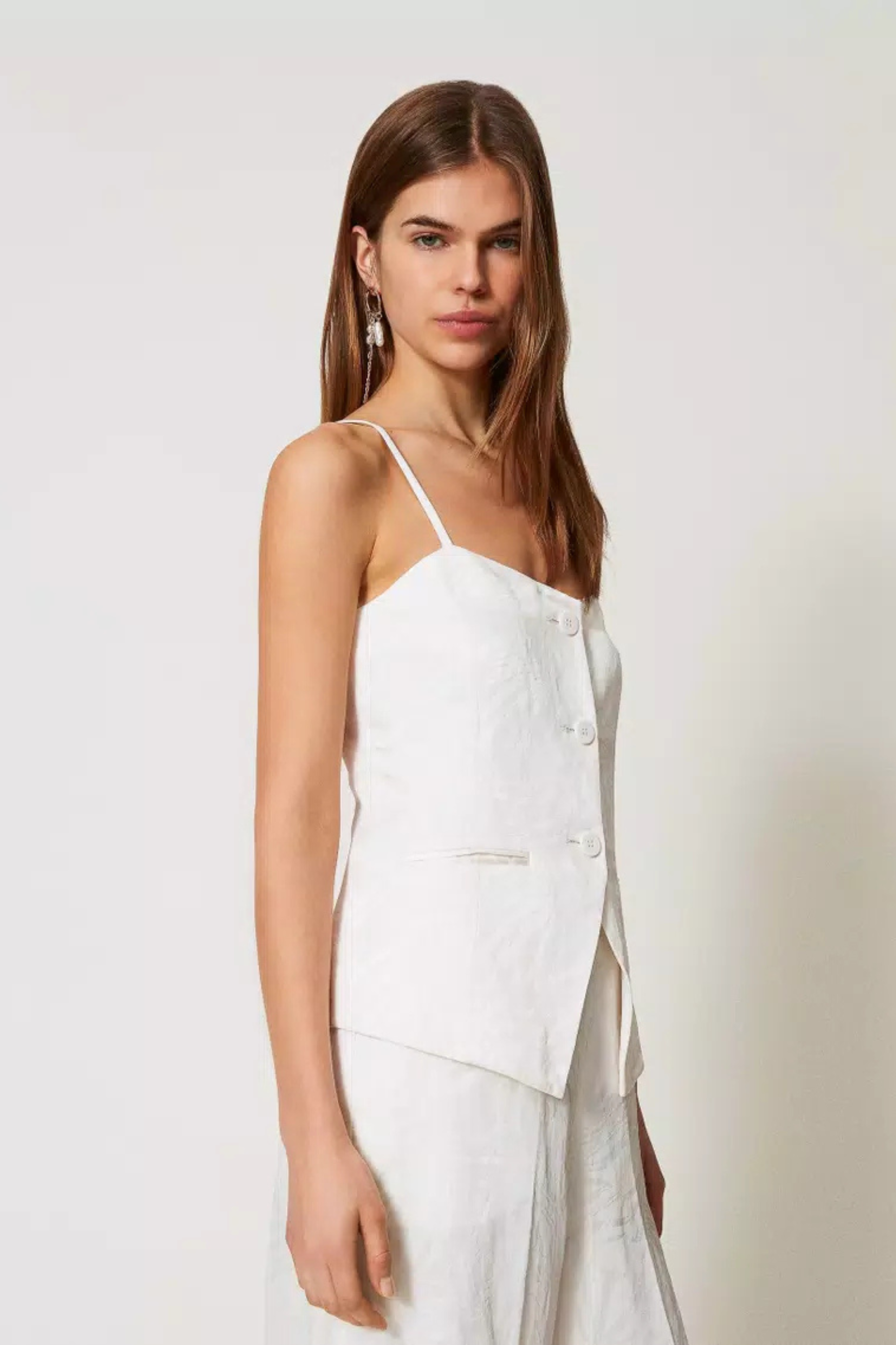 Fitted jacquard satin top - Twinset