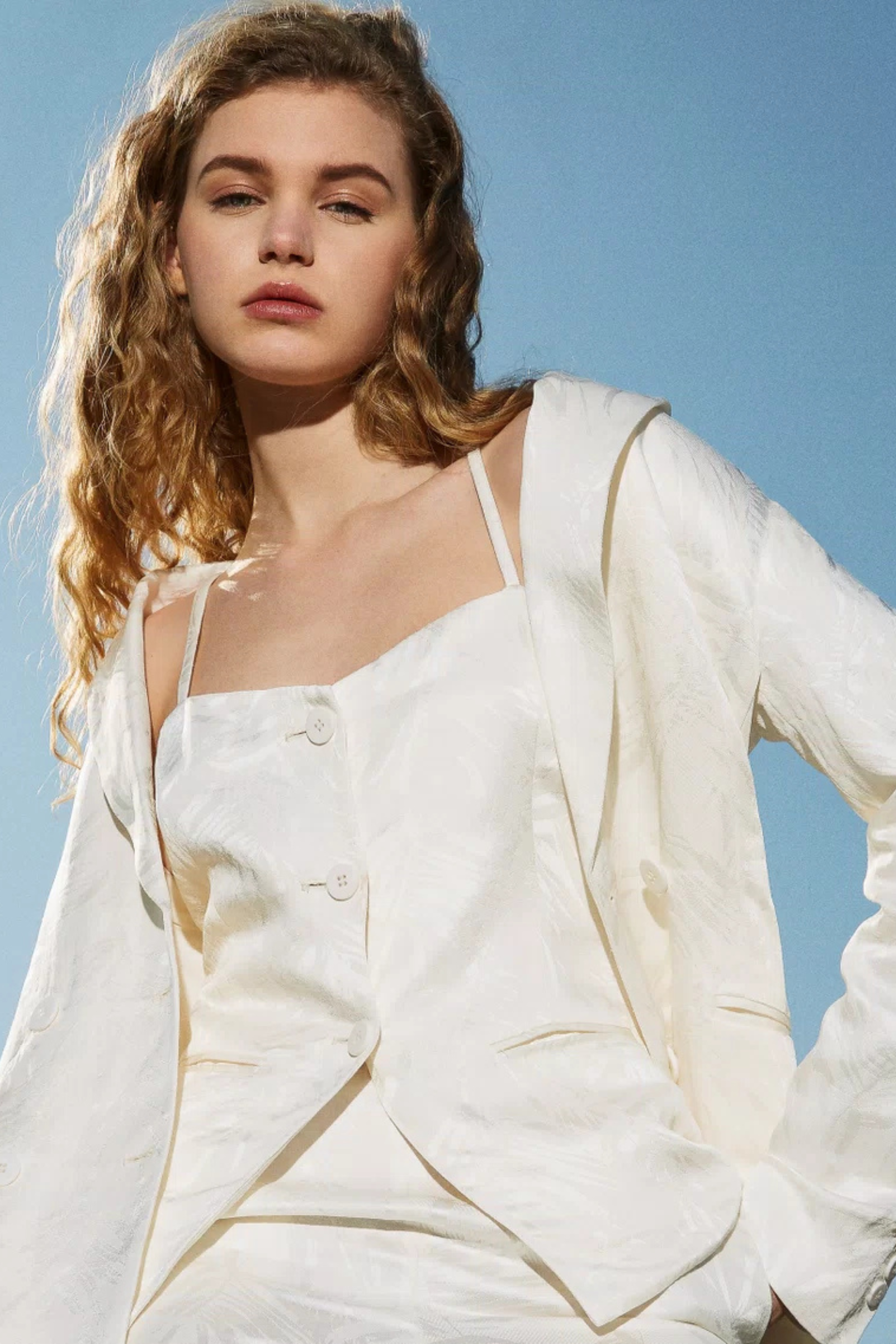 Fitted jacquard satin top - Twinset