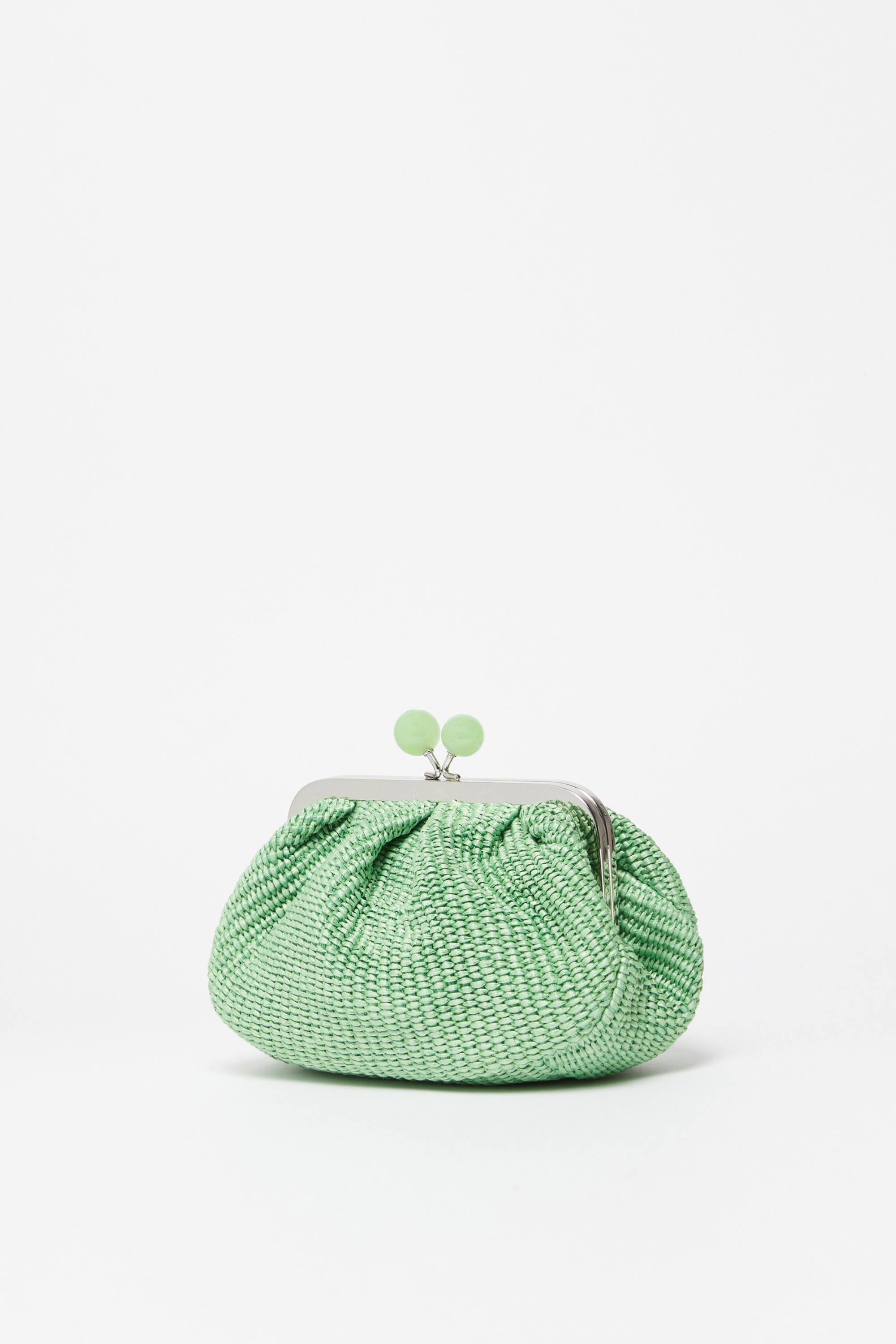 Small raffia-effect Pasticcino Bag, Colour Emerald,  Composition 52% Cotton, 48% Polyamide; Lining 100% Polyester , Raffia-effect surface, New Arrivals, SS25, Espace Cannelle