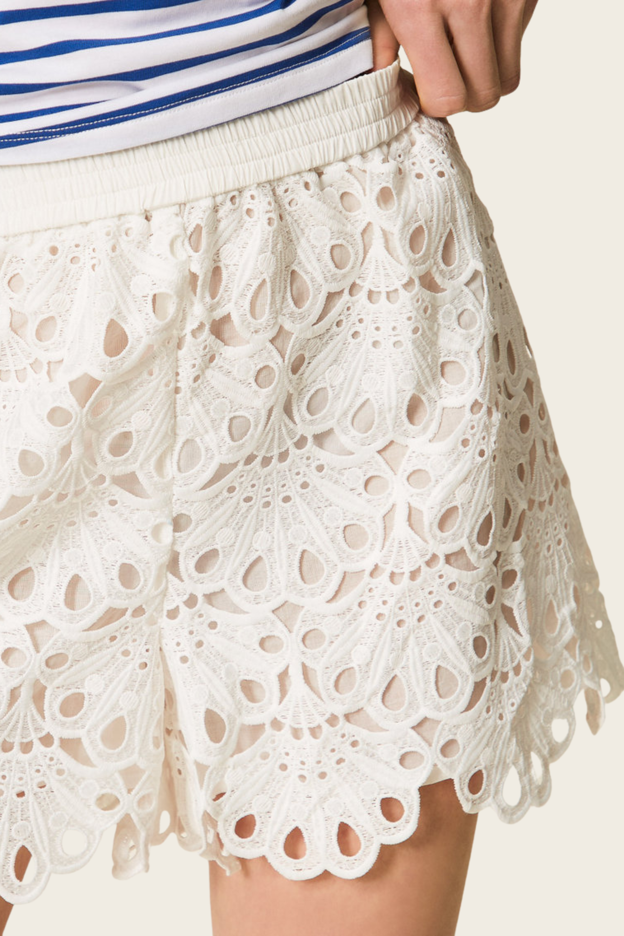 Scalloped Macramé Shorts - Twinset - ESPACE CANNELLE - New Arrivals - SS26