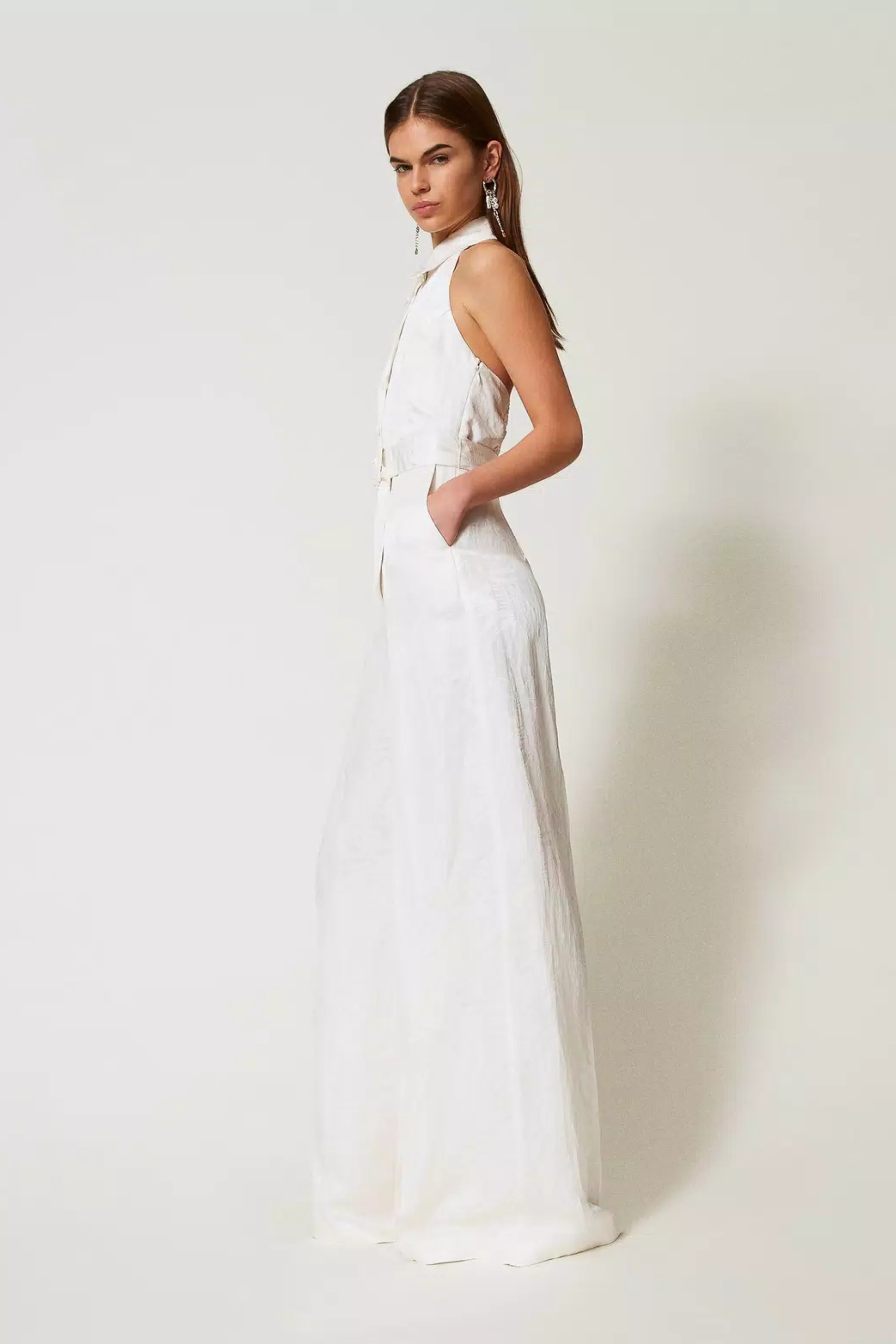 Long jacquard satin jumpsuit - Twinset