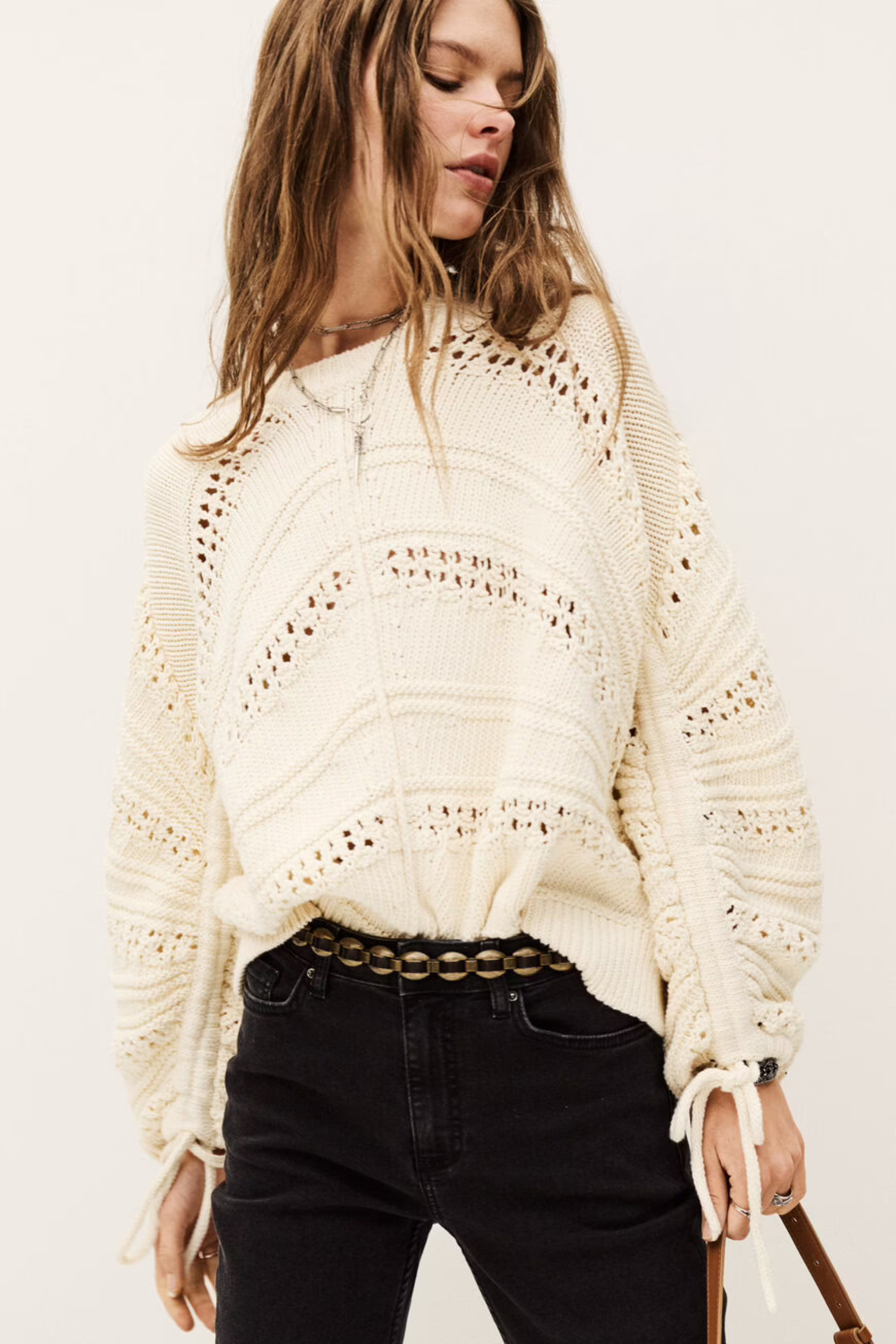 Lory long sleeve sweater, Colour: Nude, 100% Organic Cotton, Loose fit,  New Arrivals, SS25, Espace Cannelle
